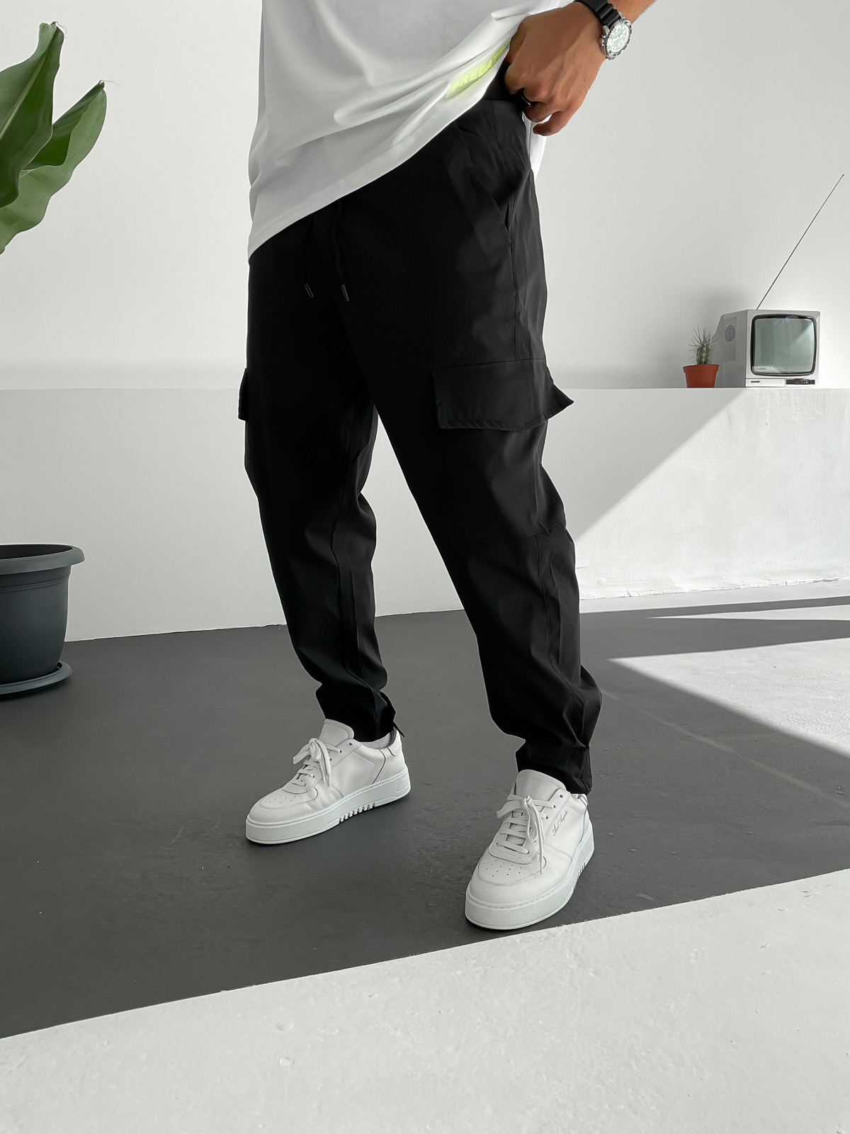 Siyah Cırtlı Kargo Jogger C-6120