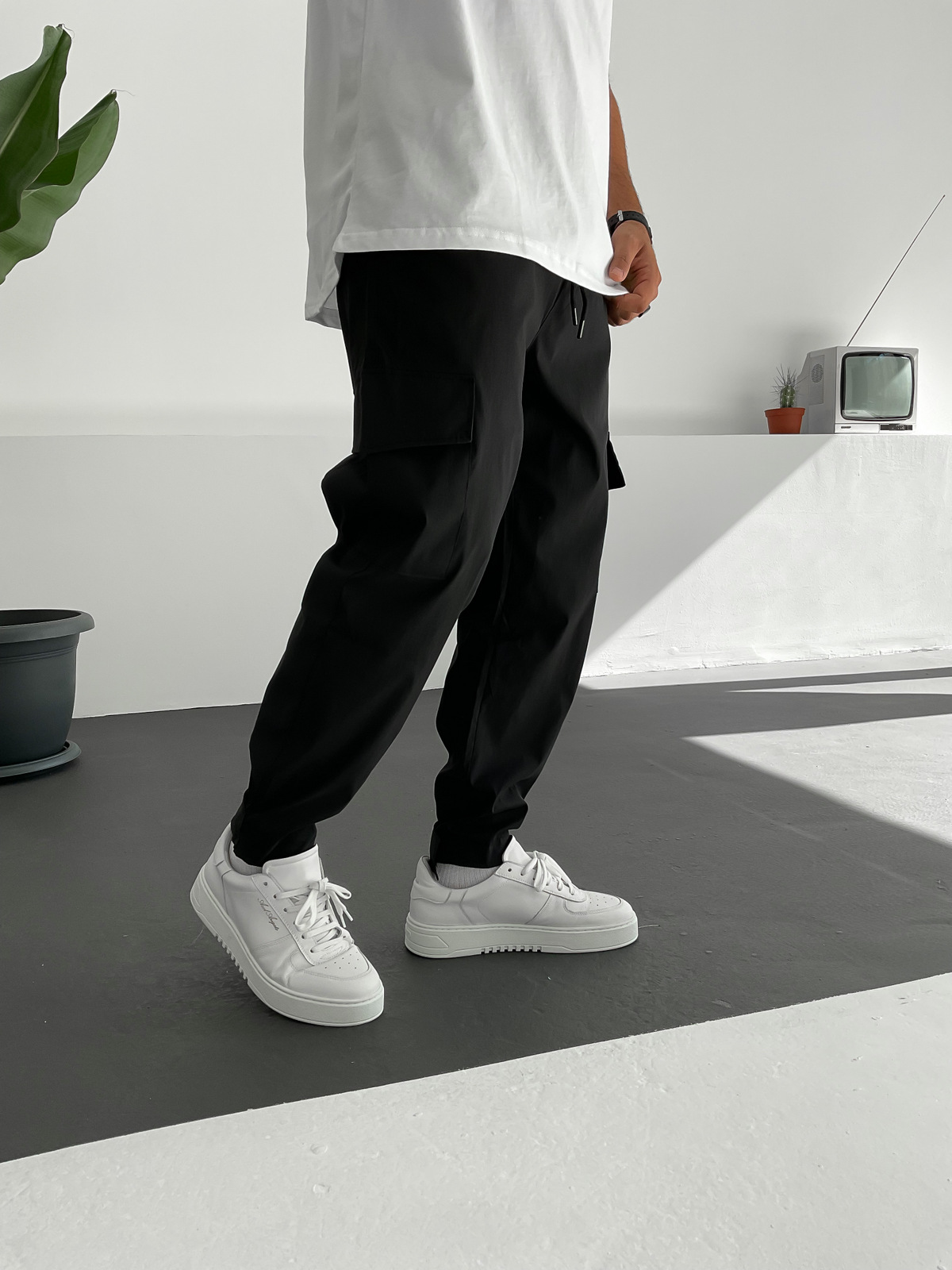 Siyah Cırtlı Kargo Jogger C-6120