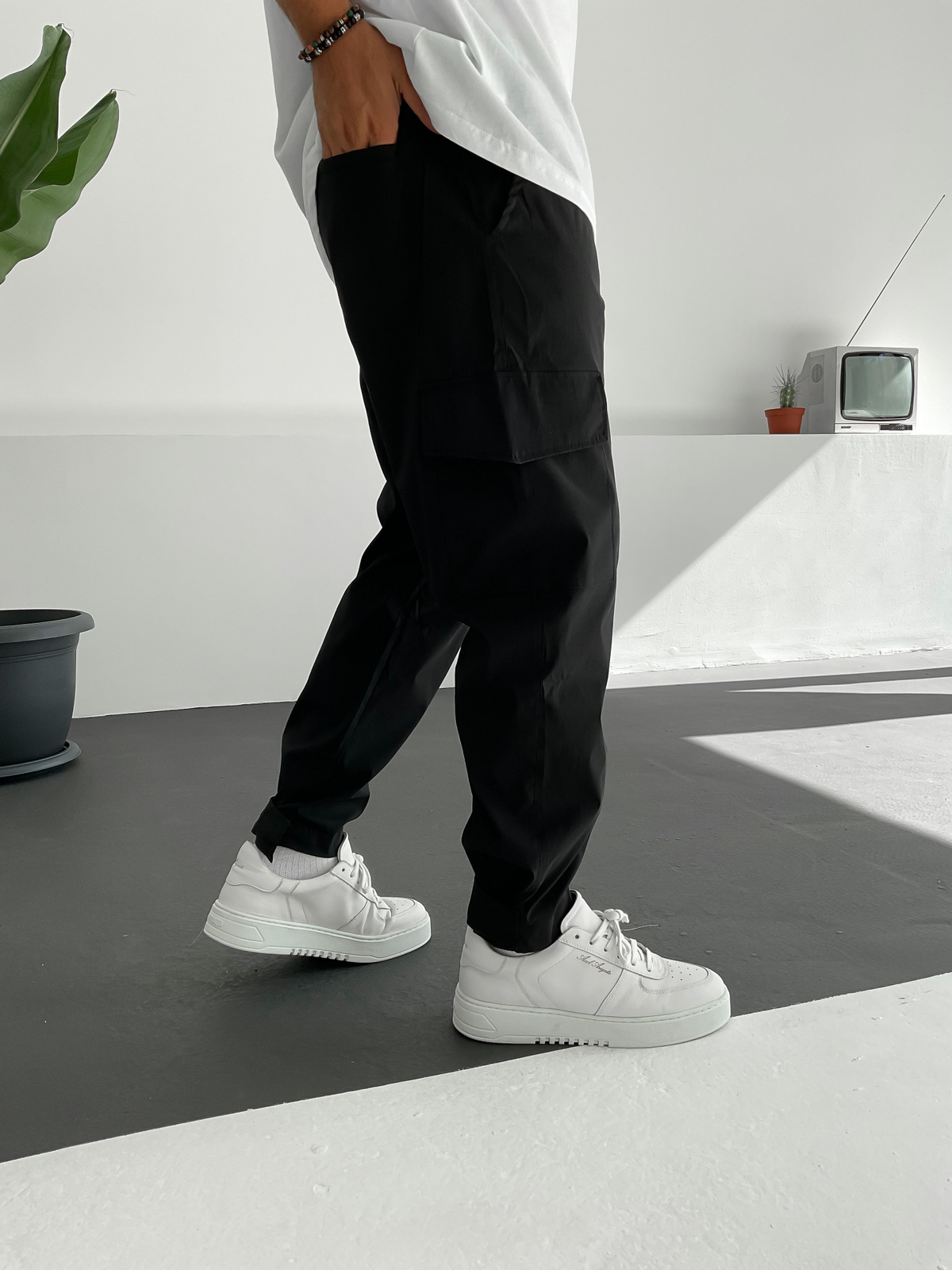 Siyah Cırtlı Kargo Jogger C-6120