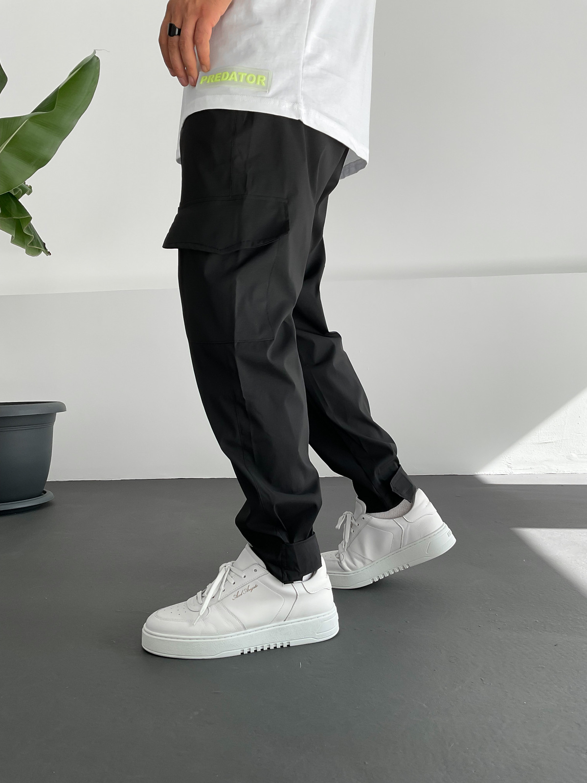 Siyah Cırtlı Kargo Jogger C-6120