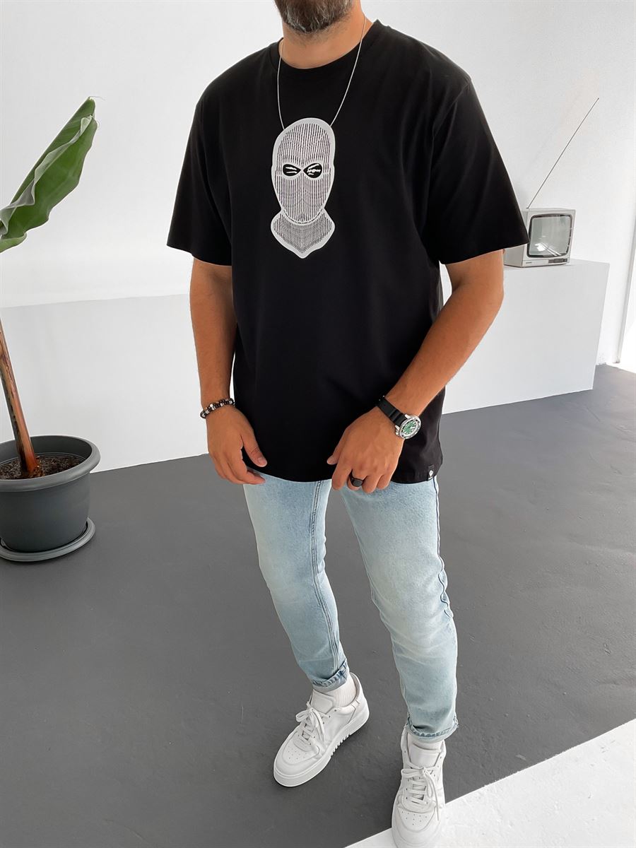 Siyah Reflektör Maske T-Shirt C-812