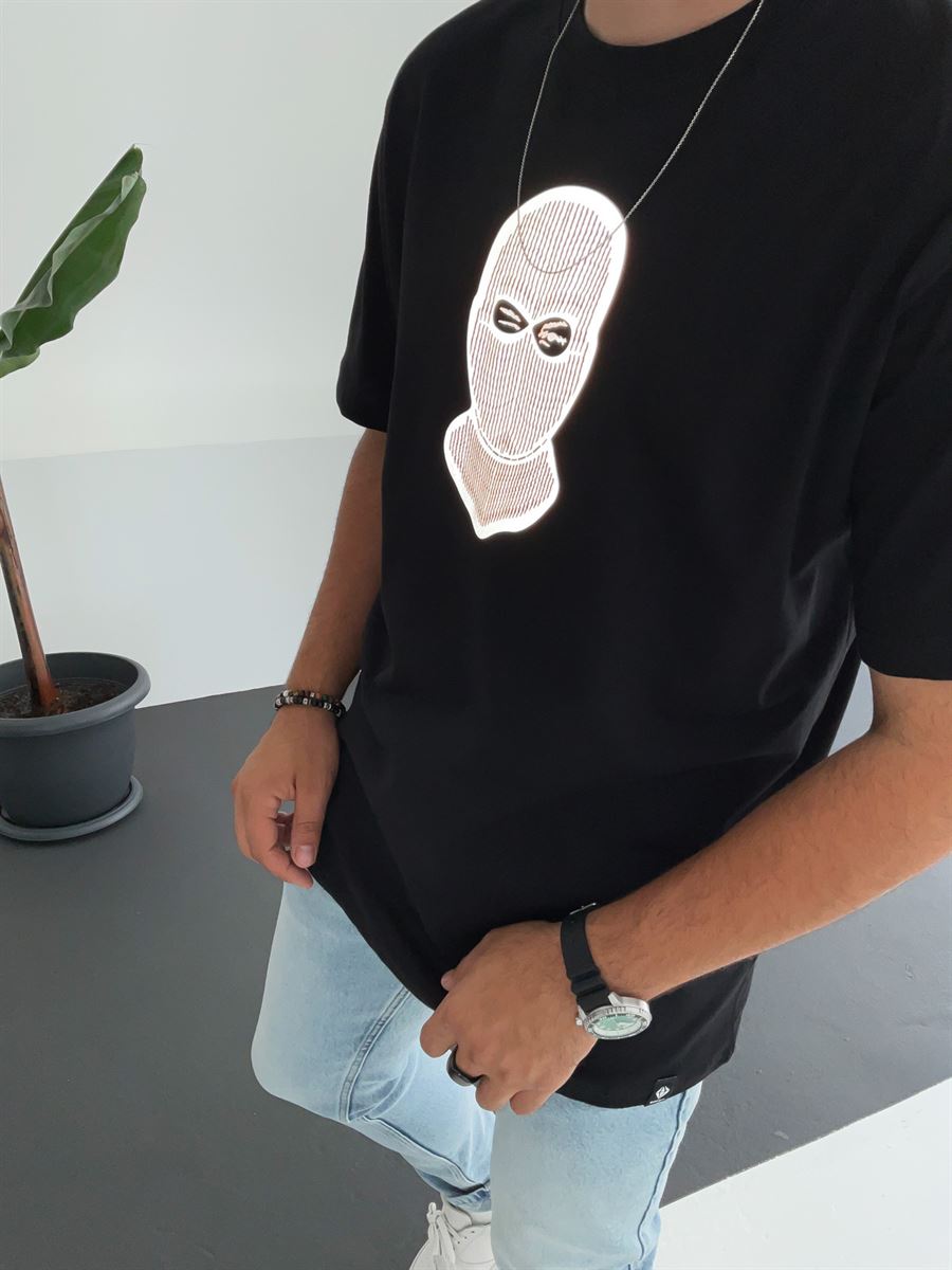 Siyah Reflektör Maske T-Shirt C-812