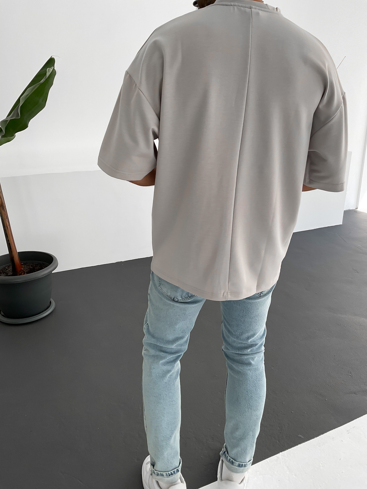 Gri İki İplik Basic T-Shirt C-1534