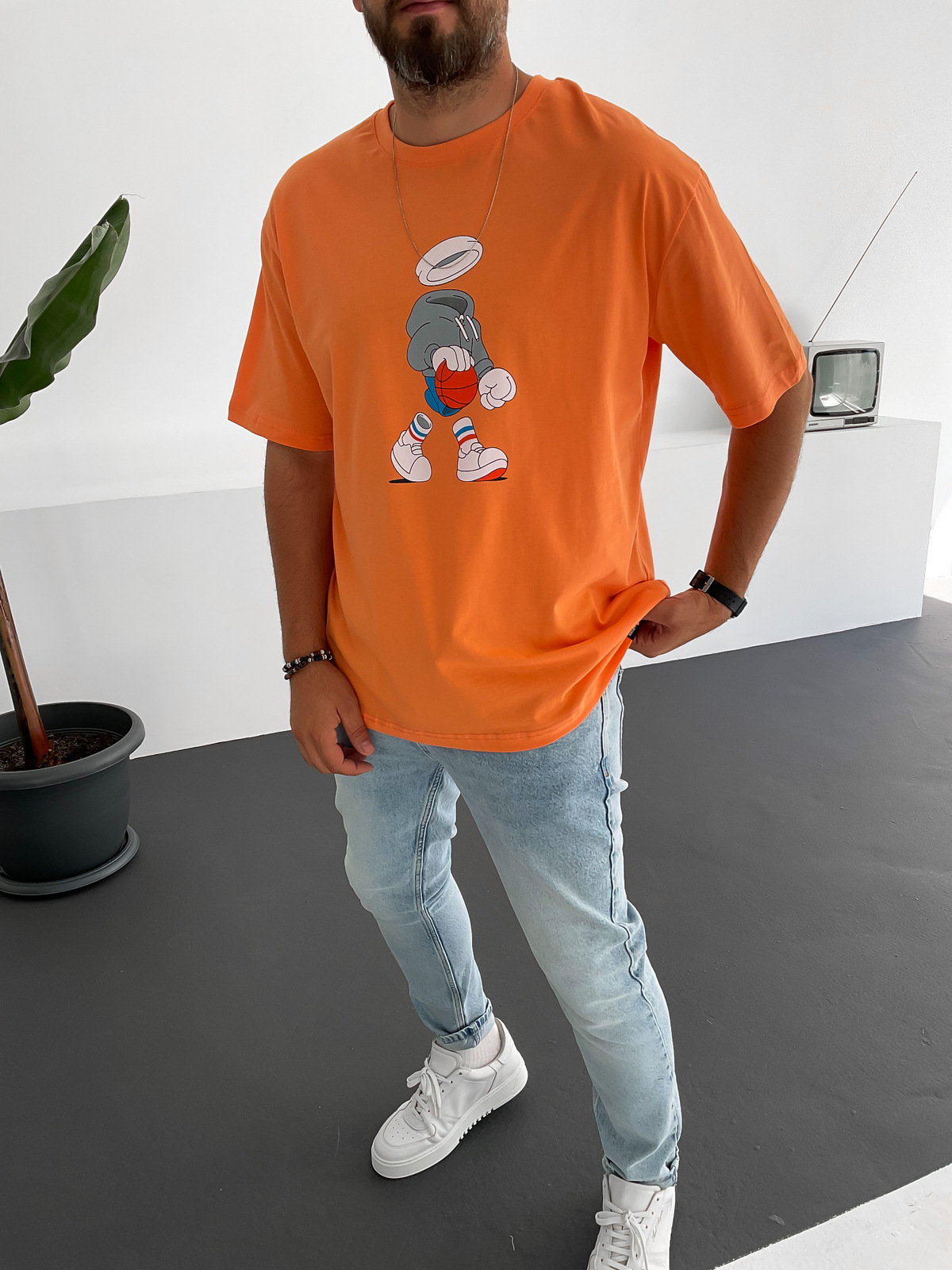 Turuncu Player Baskılı T-Shirt C-795