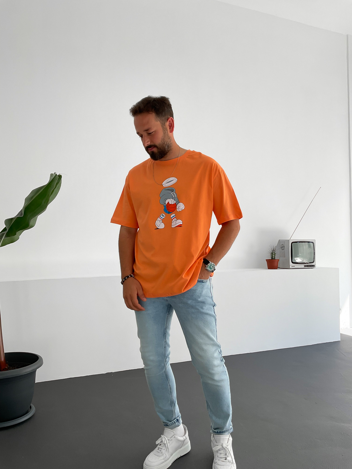 Turuncu Player Baskılı T-Shirt C-795