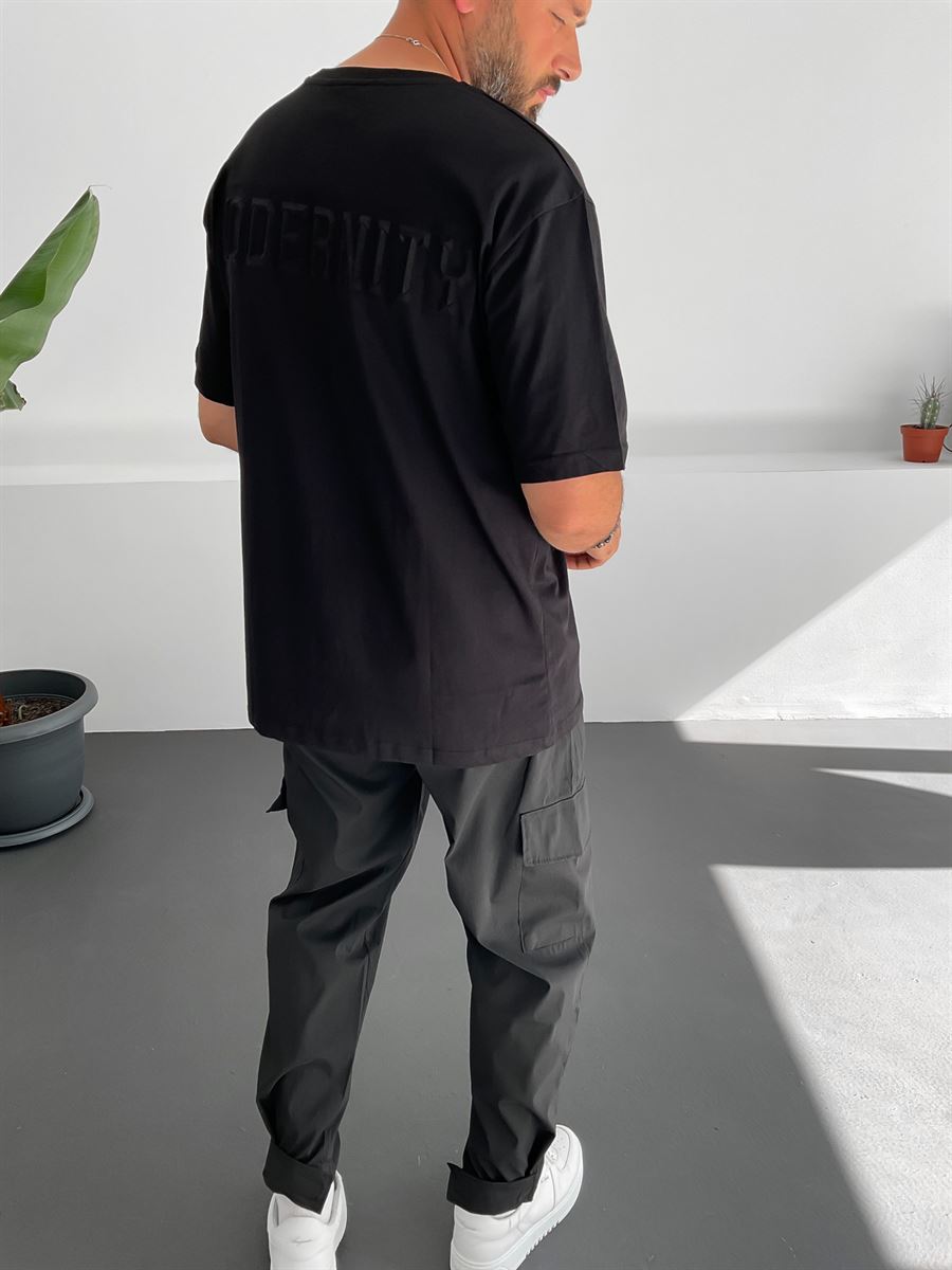 Siyah Modernity Kabartmalı T-Shirt C-743