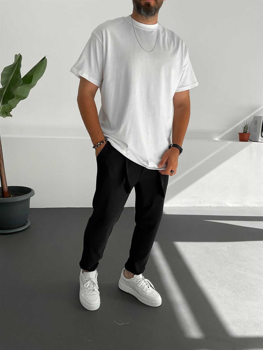 Beyaz Long Fit Basic T-Shirt C-681