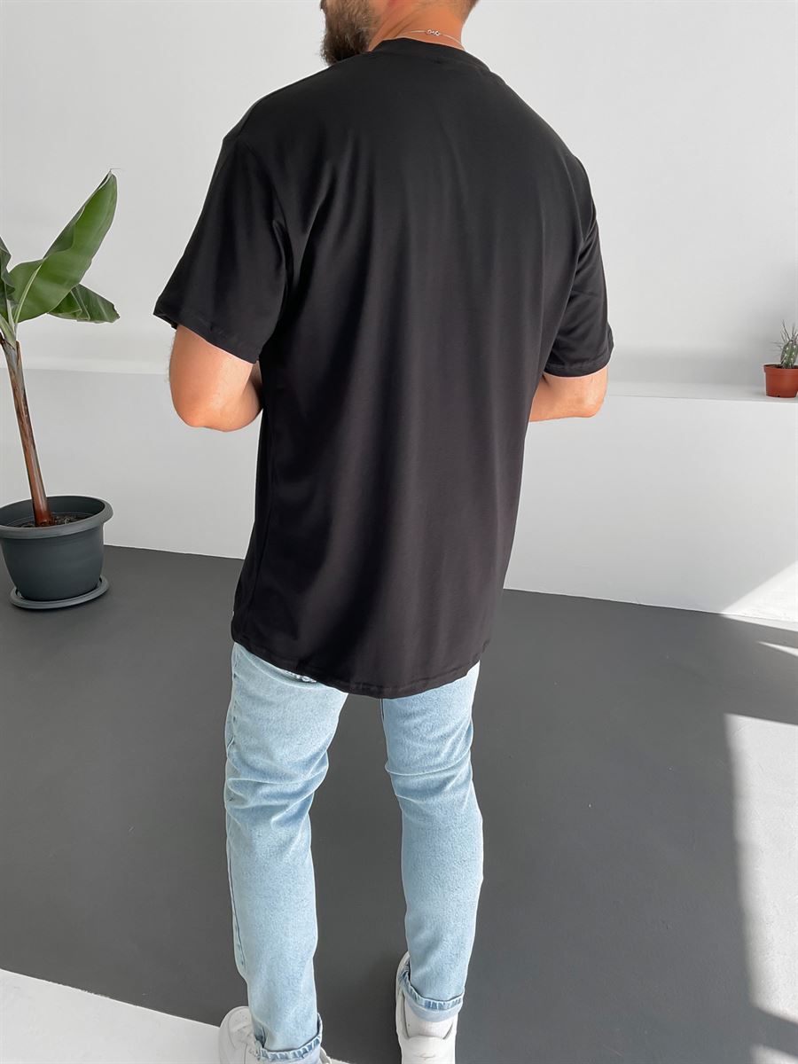 Siyah Long Fit Basic T-Shirt C-681