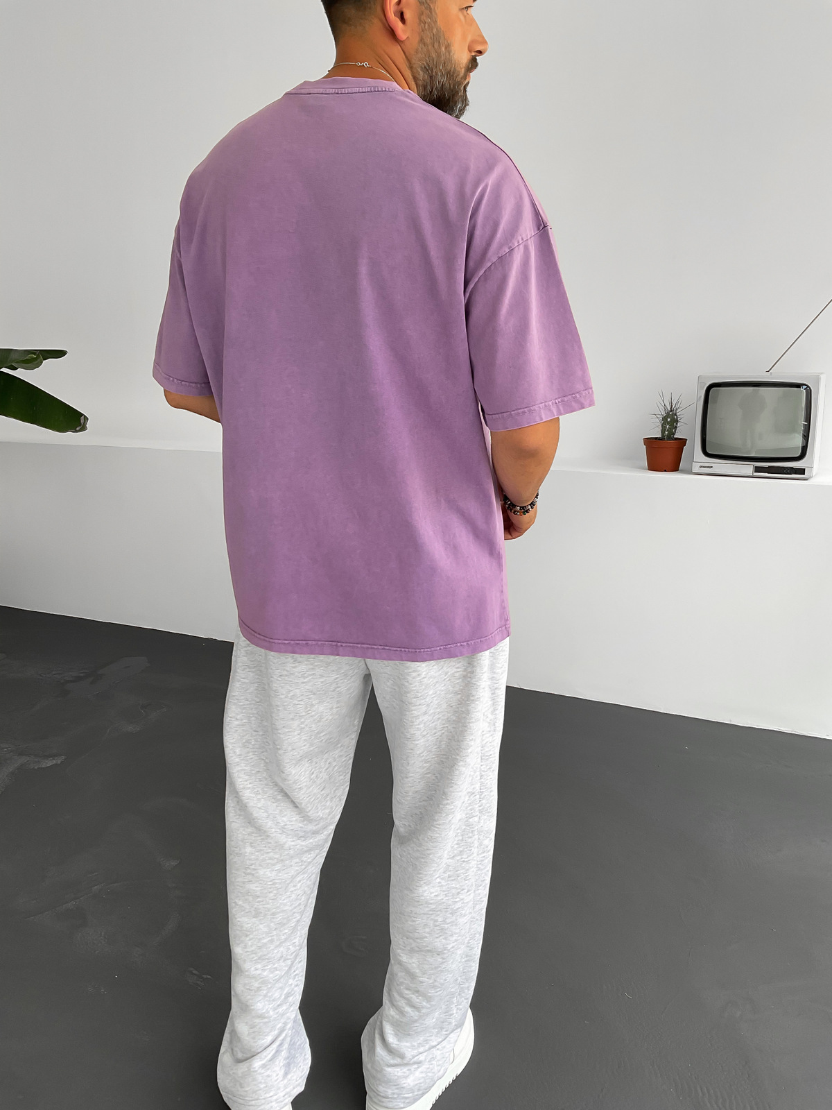 Mor Yıkamalı Basic T-Shirt BY-1253