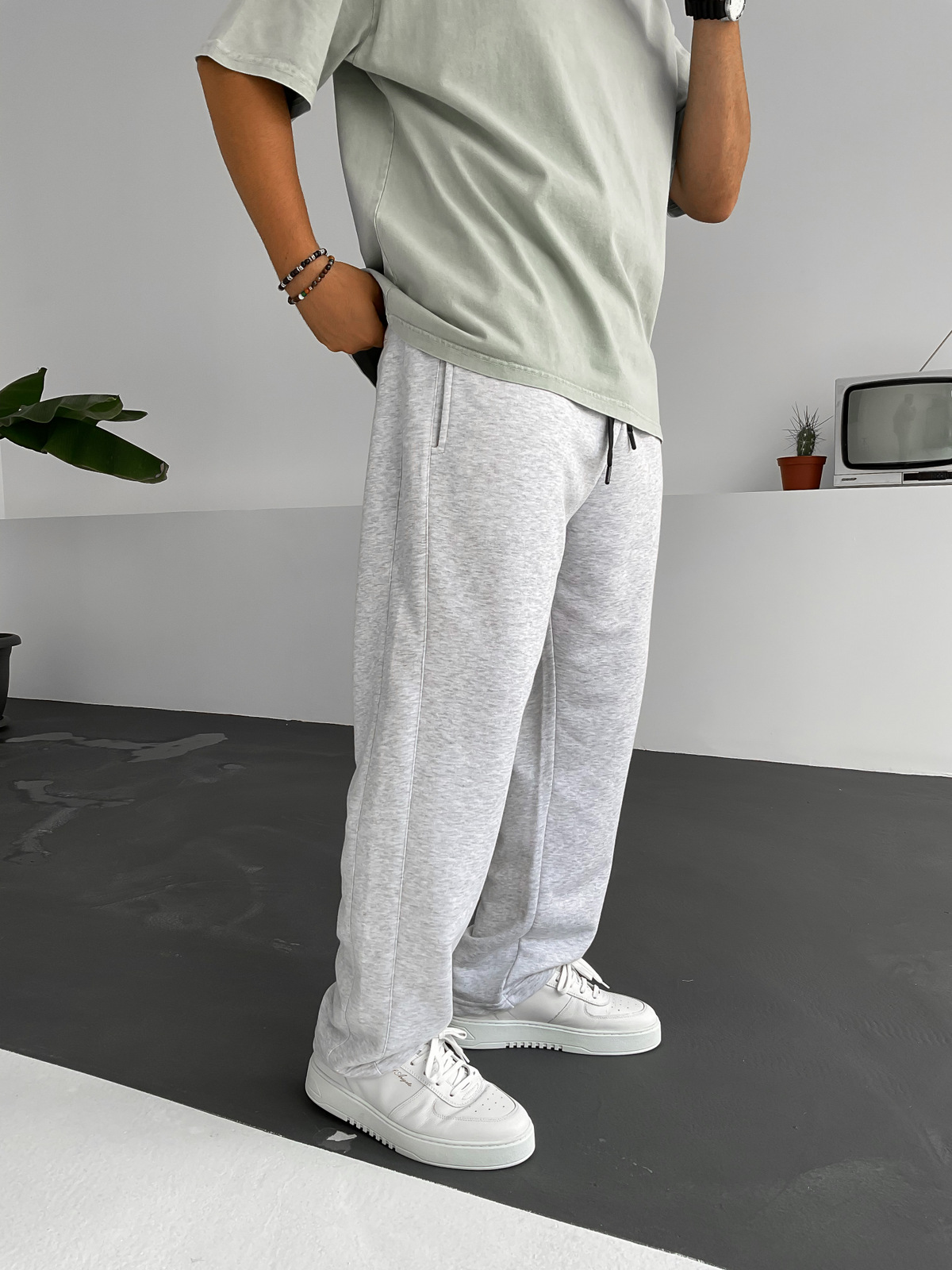 Açık Gri Boru Paça Basic Eşofman BY-1255