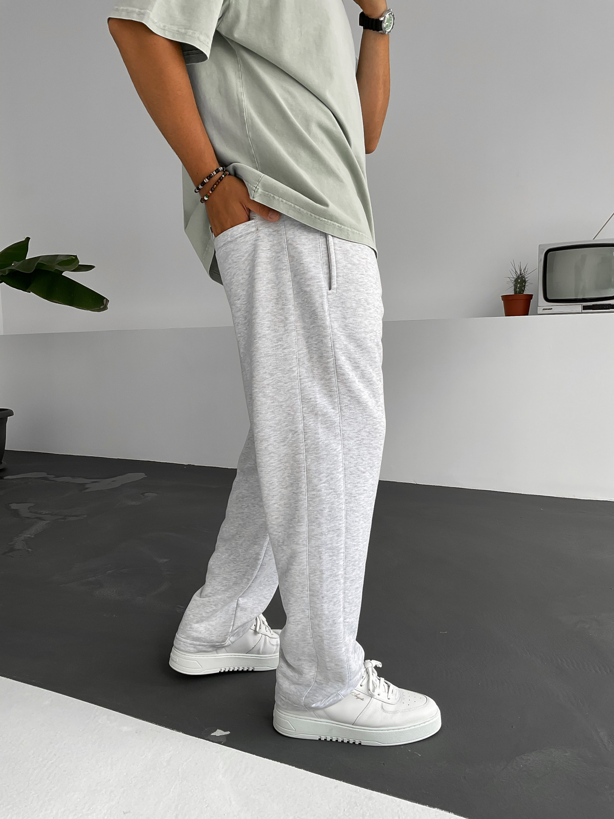 Açık Gri Boru Paça Basic Eşofman BY-1255