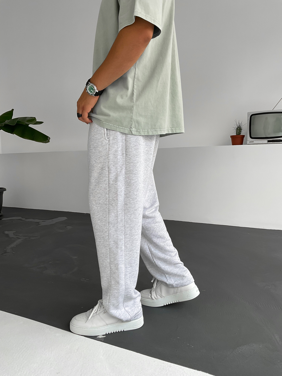 Açık Gri Boru Paça Basic Eşofman BY-1255