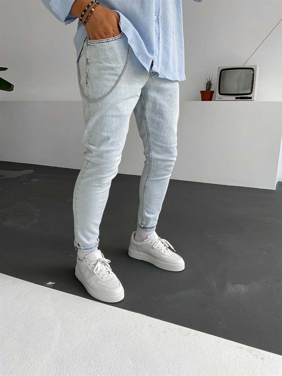 Açık Mavi Zincirli Skinny Fit Pantolon RS-3705/3691/3683