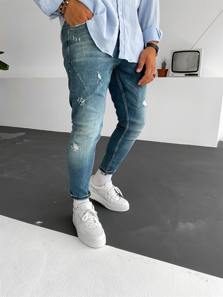Mavi Dikiş Detay Yırtıklı Skinny Fit Pantolon RS-3685-2