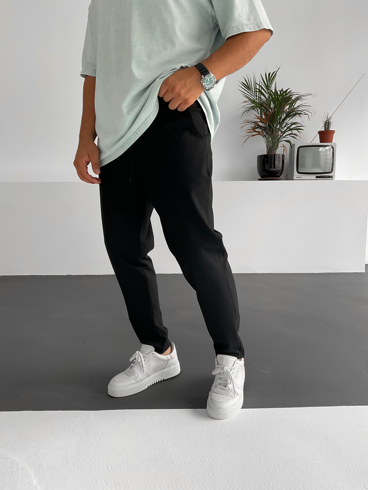 Siyah Cotton Basic Pantolon K-967