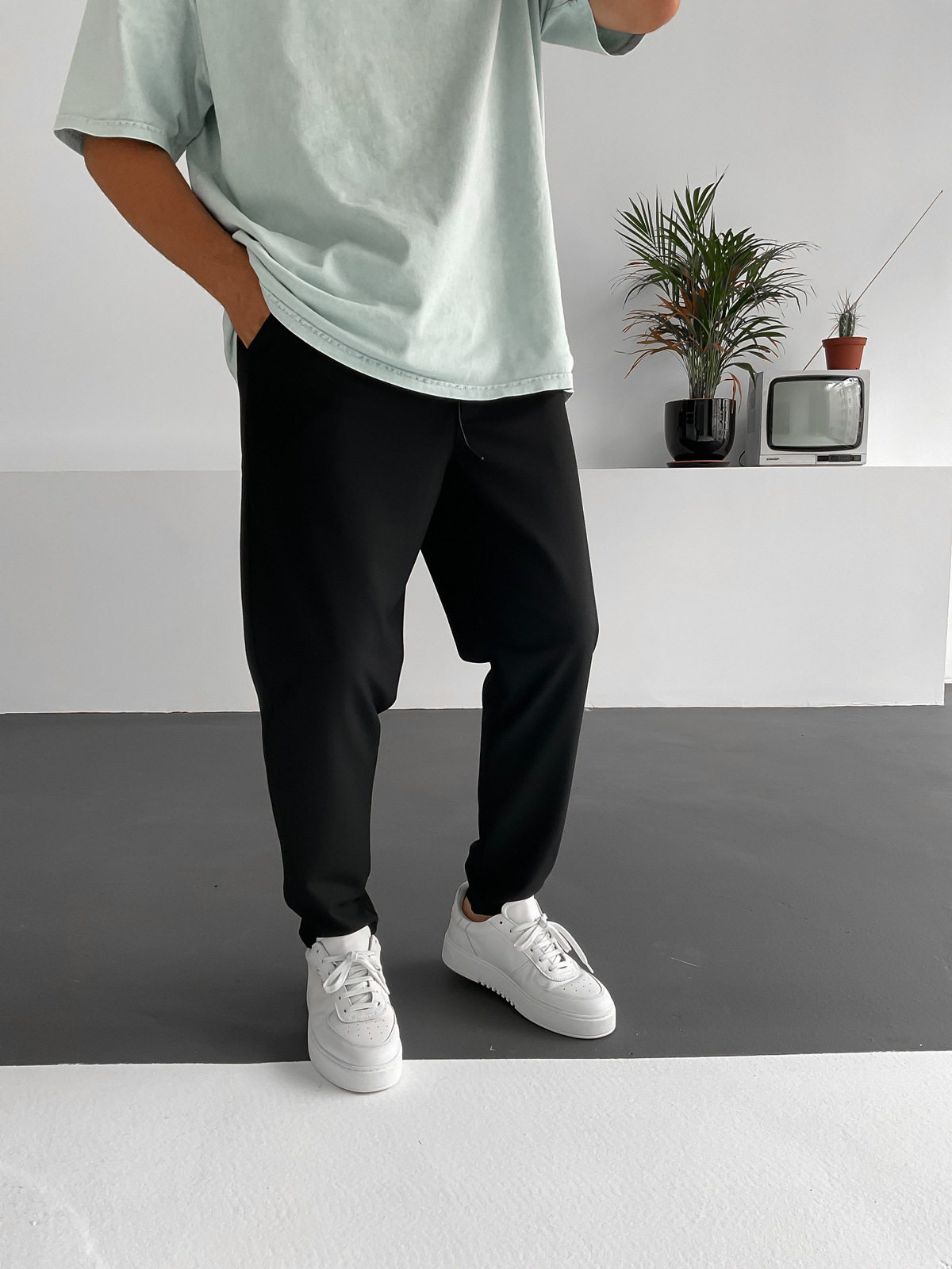 Siyah Cotton Basic Pantolon K-967
