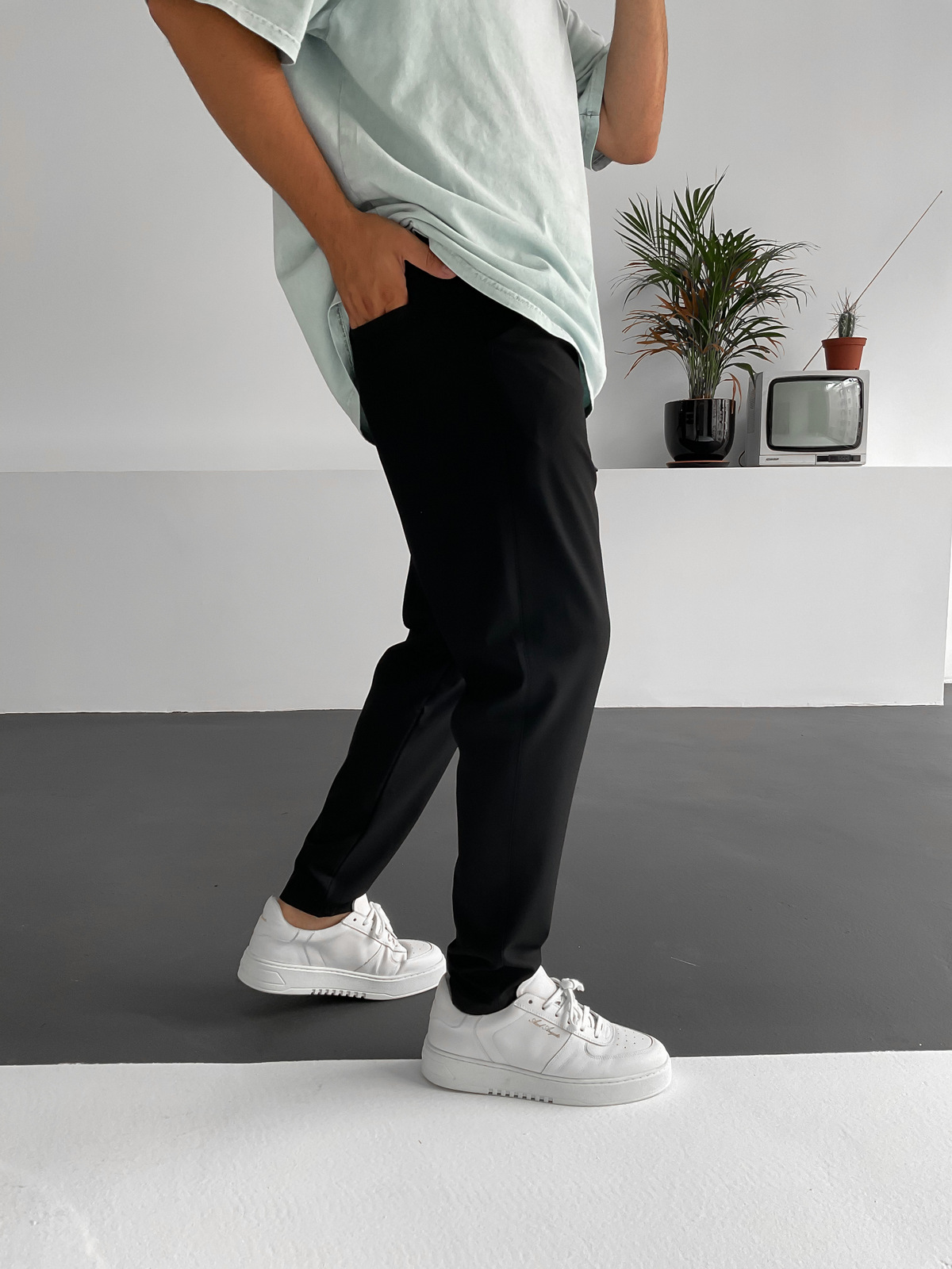 Siyah Cotton Basic Pantolon K-967