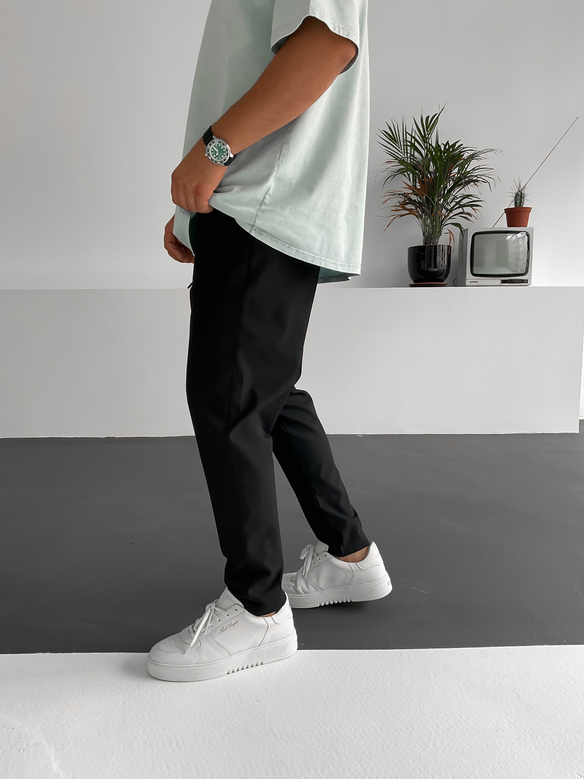 Siyah Cotton Basic Pantolon K-967
