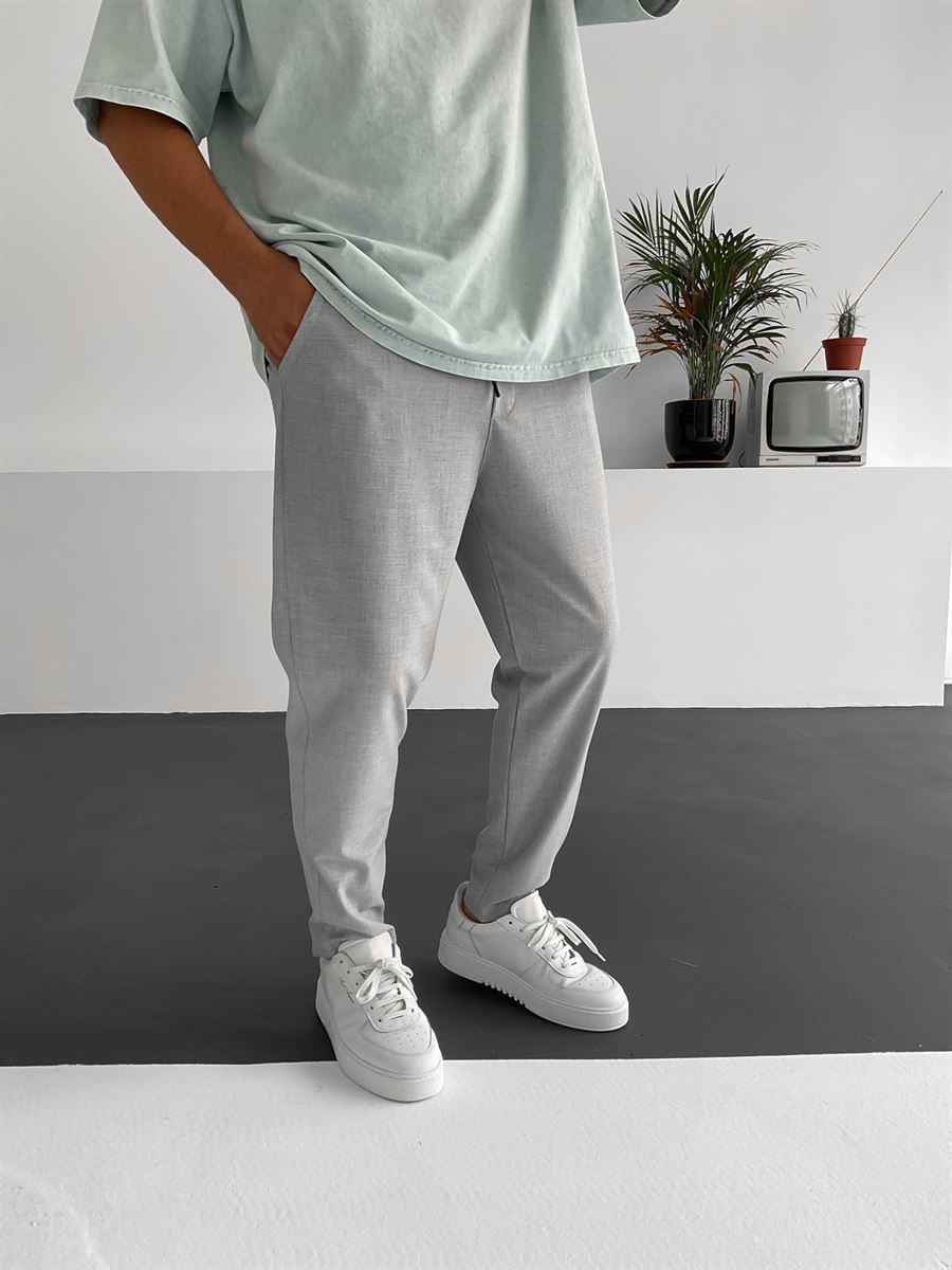 Gri Cotton Basic Pantolon K-967