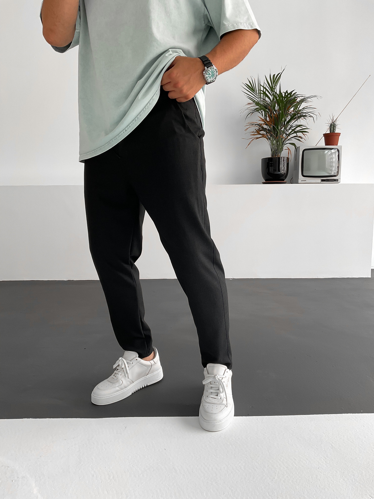 Antrasit Cotton Basic Pantolon K-967