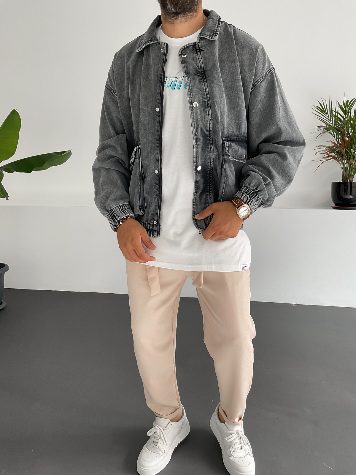 Gri Bomber Kot Ceket GJ-15378