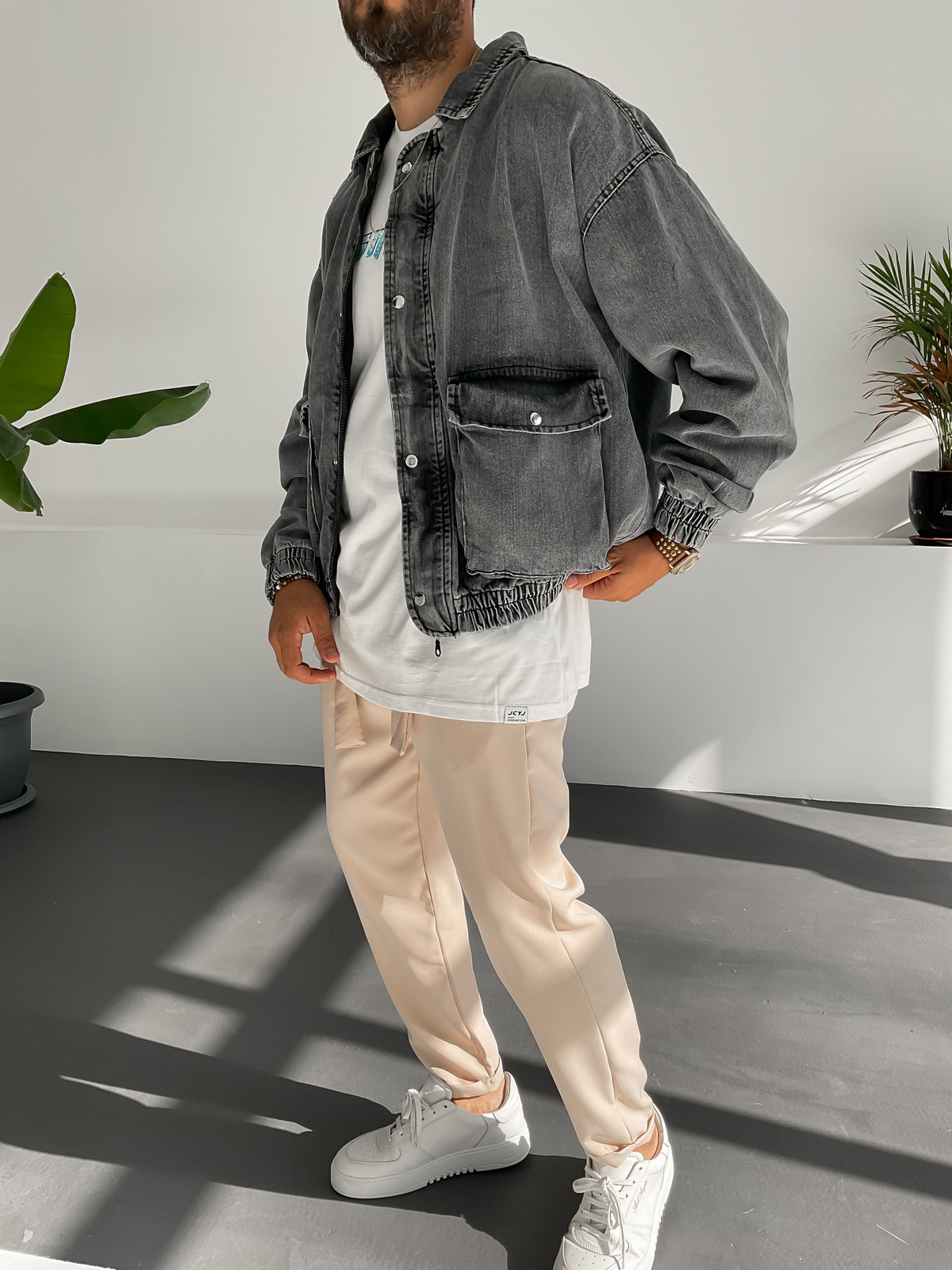 Gri Bomber Kot Ceket GJ-15378