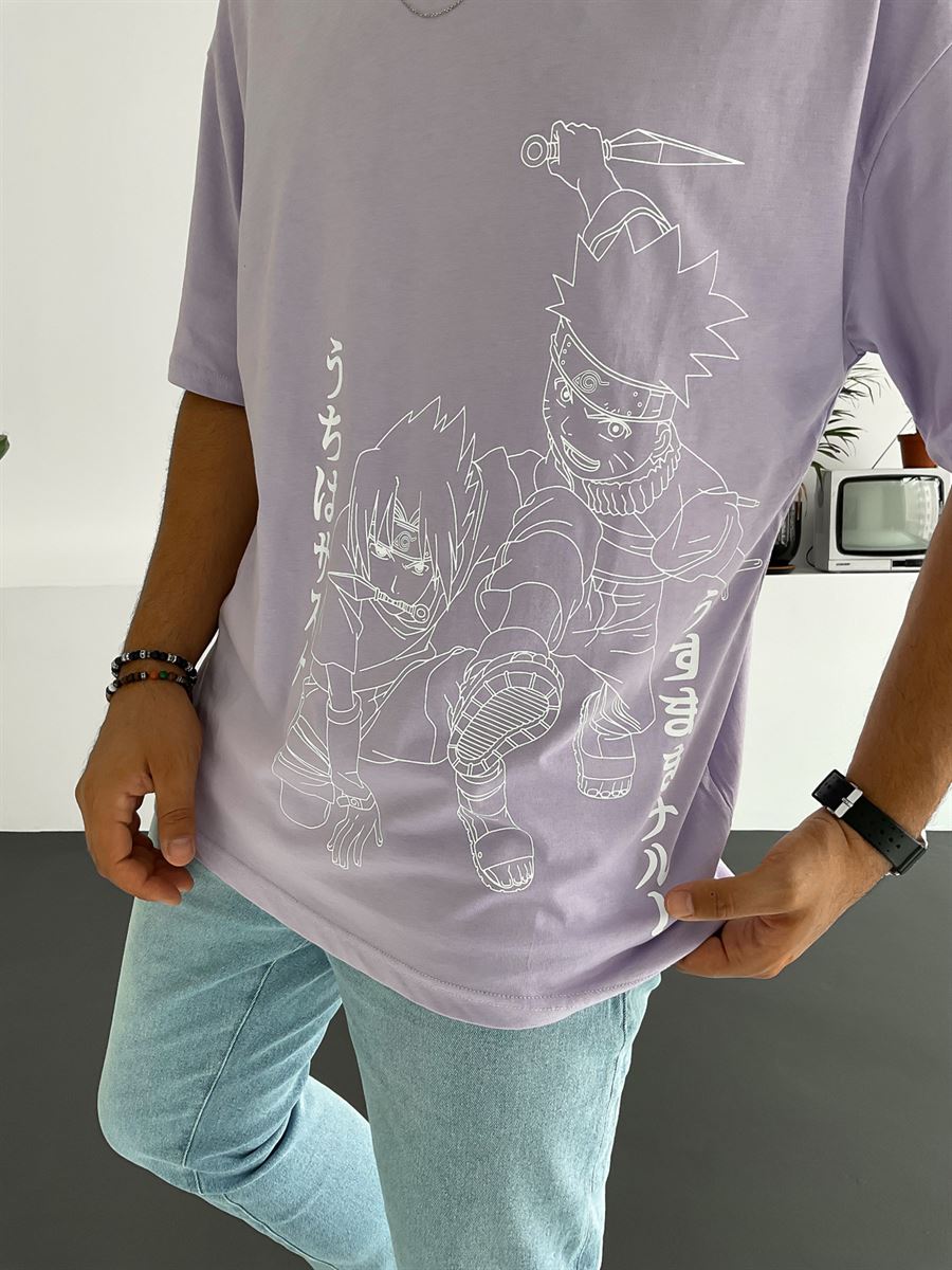 Lila Naruto Baskılı T-Shirt JJ-191
