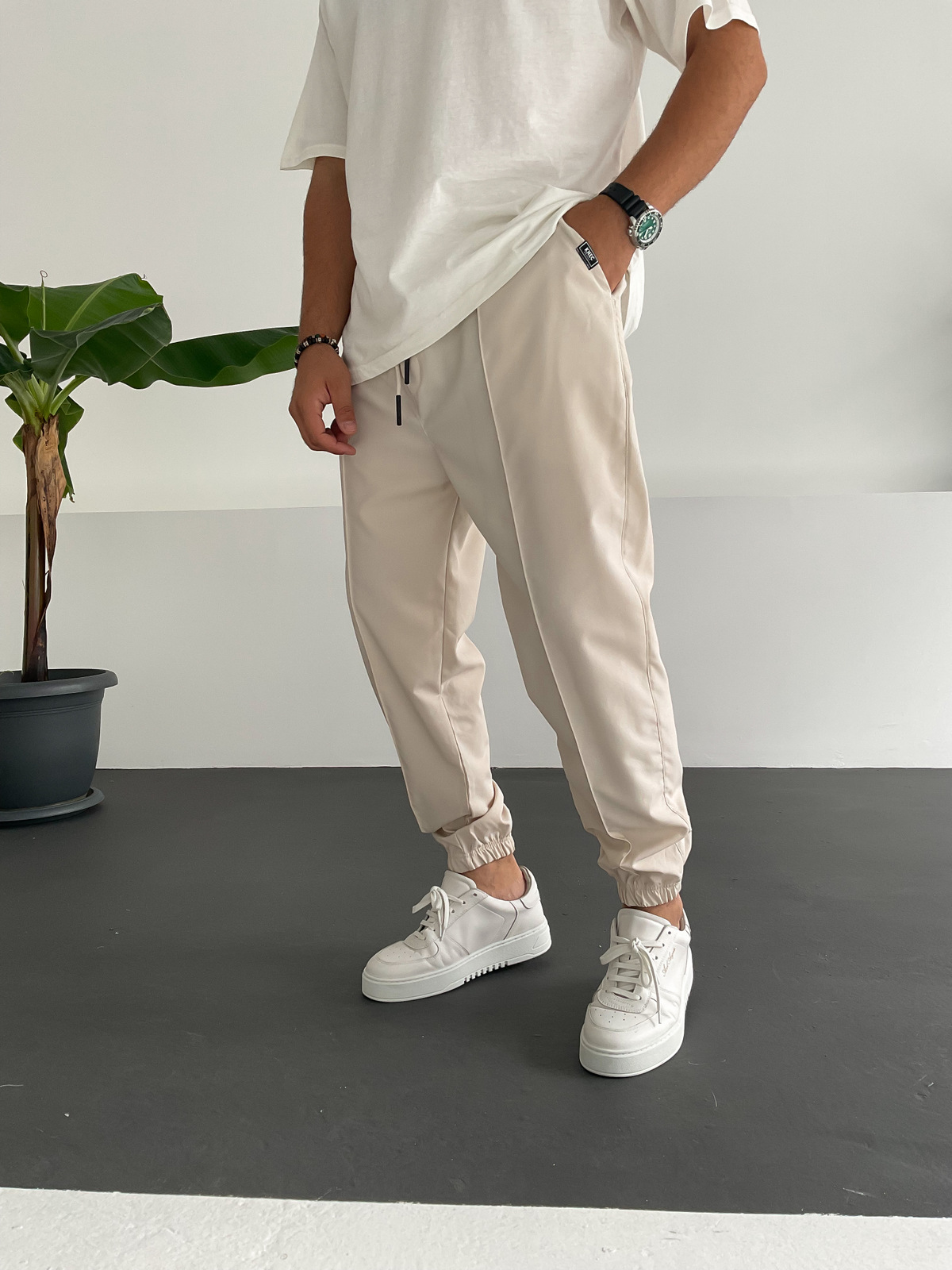 Bej Dikişli Jogger K-874