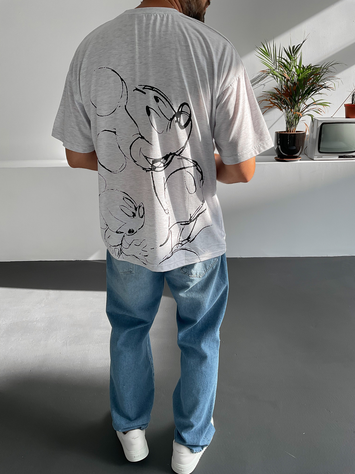Gri Mickey Baskılı T-Shirt JJ-119