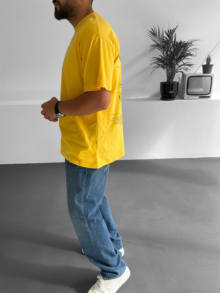 Sarı Passion Baskılı T-Shirt JJ-111