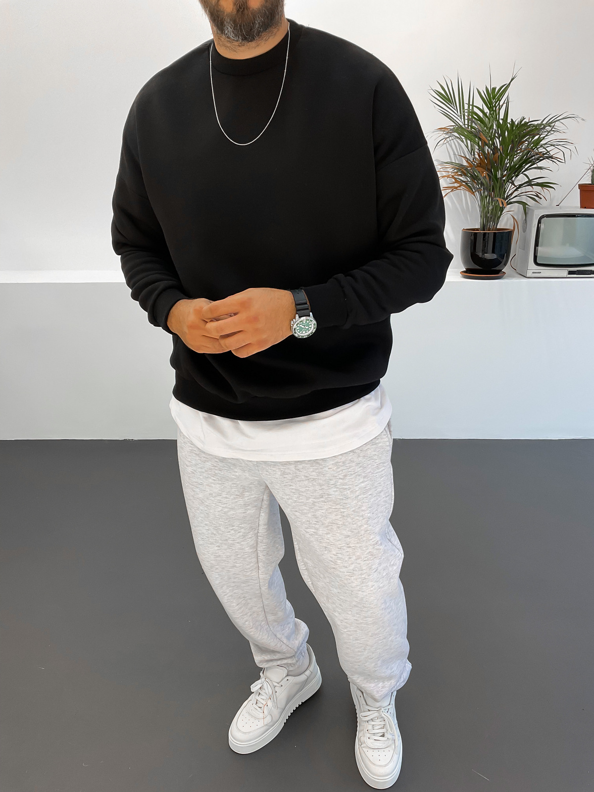 Siyah Basic Sweat B-2008