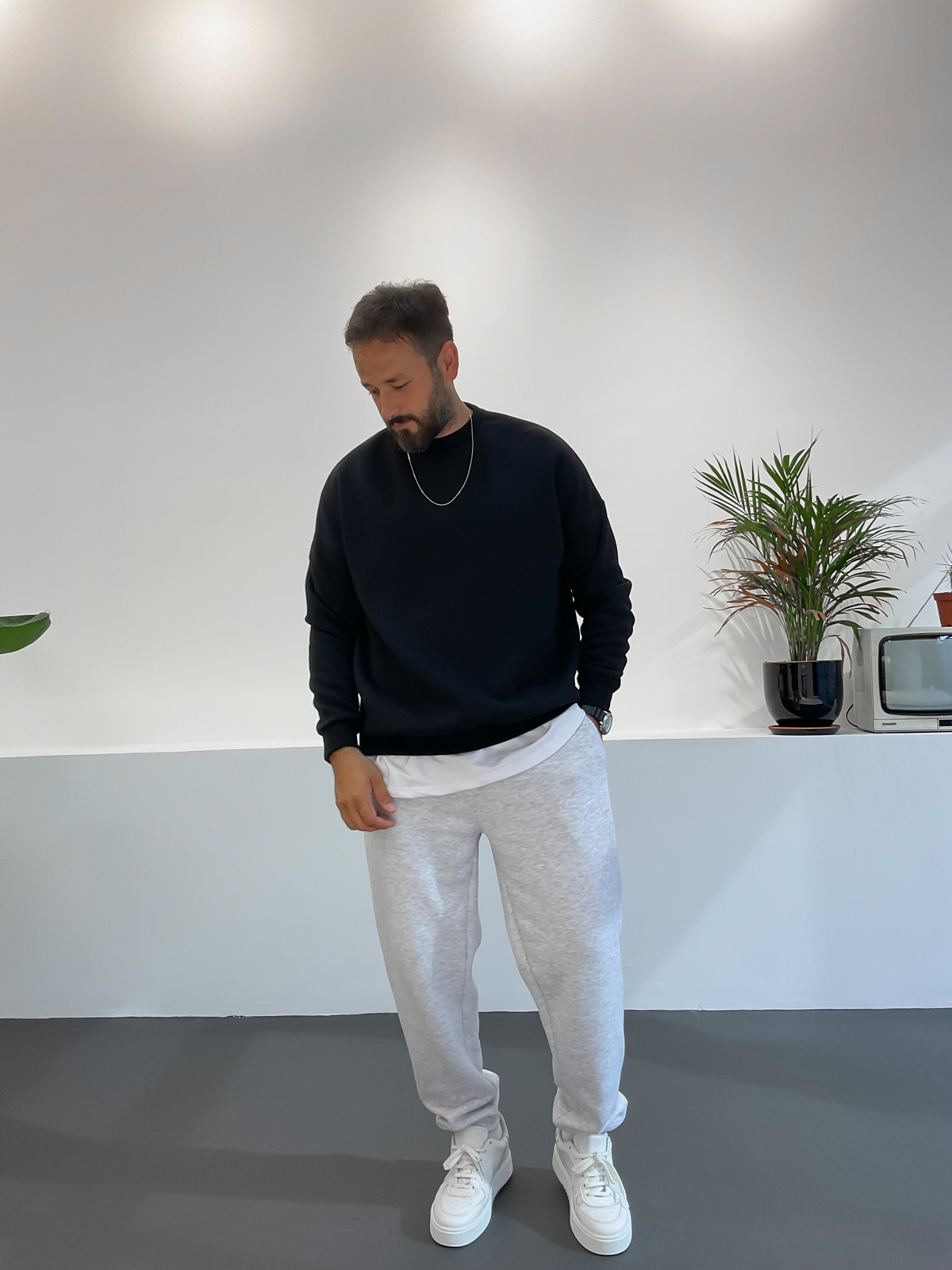 Siyah Basic Sweat B-2008