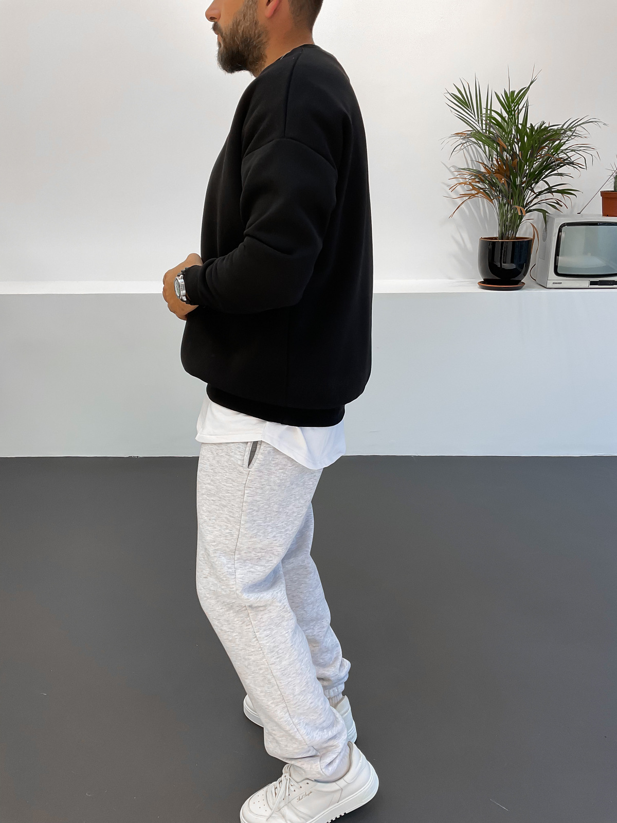 Siyah Basic Sweat B-2008