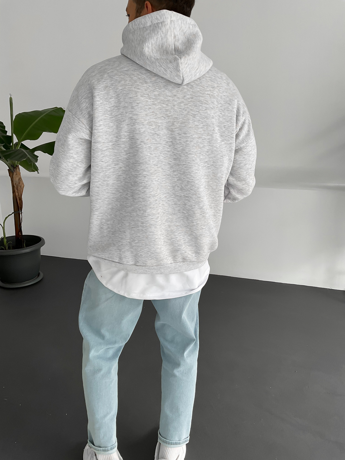 Açık Gri Basic Kapüşonlu Sweat B-2007