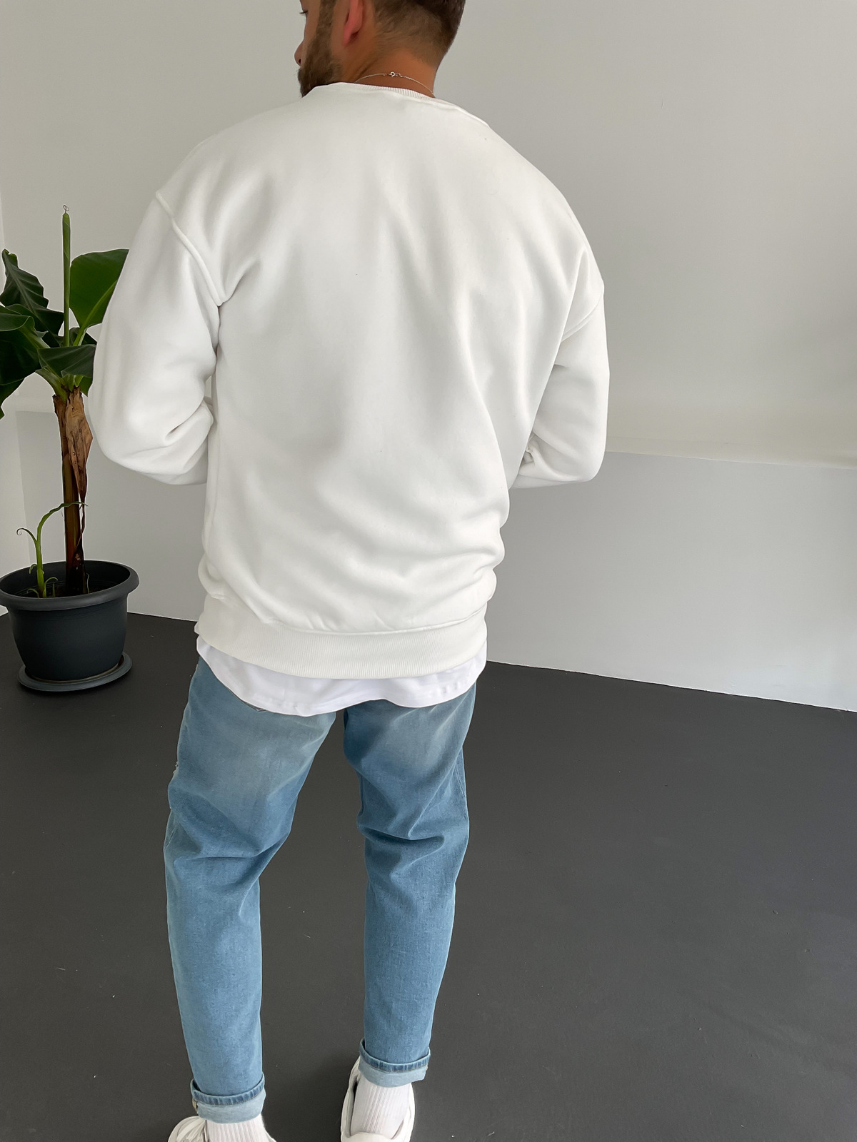 Beyaz California Baskılı Sweat C-4326