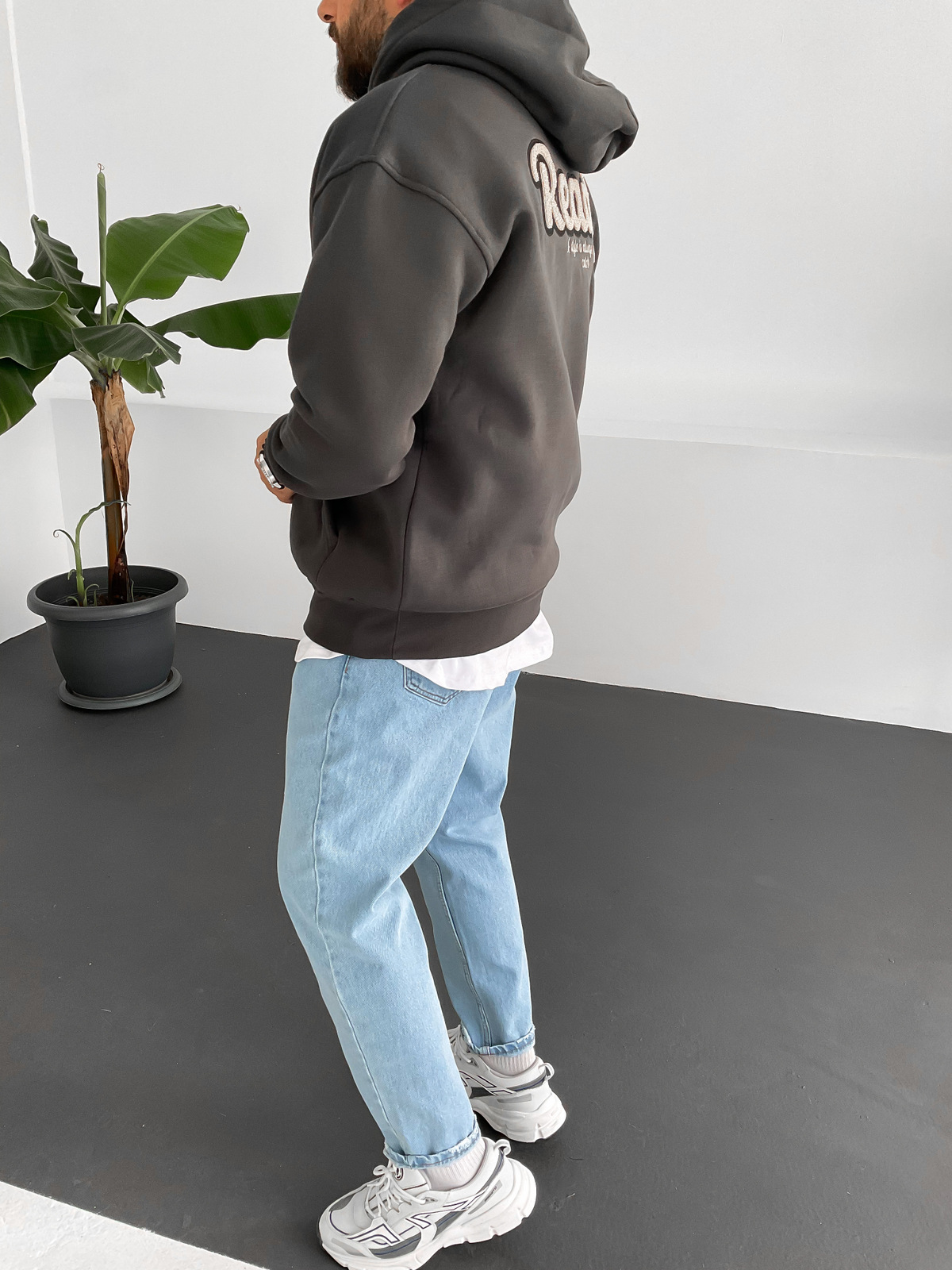 Antrasit Ready Nakışlı Sweat C-445