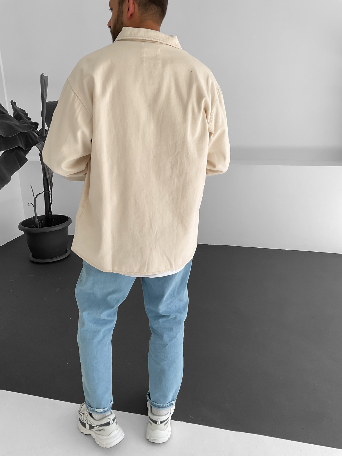 Bej Çift Cepli Gabardin Gömlek V-10014