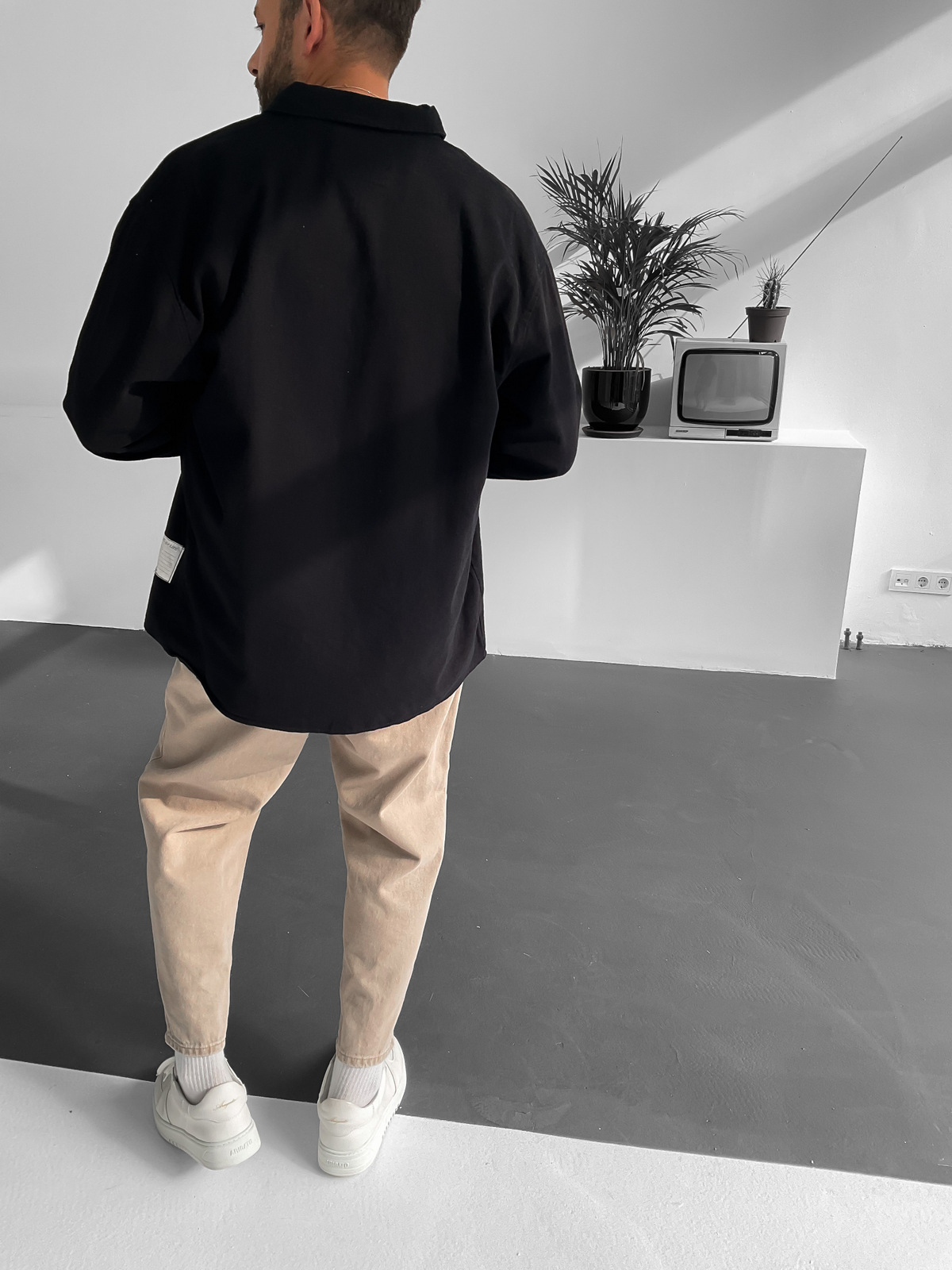 Siyah Çift Cepli Gabardin Gömlek V-10014
