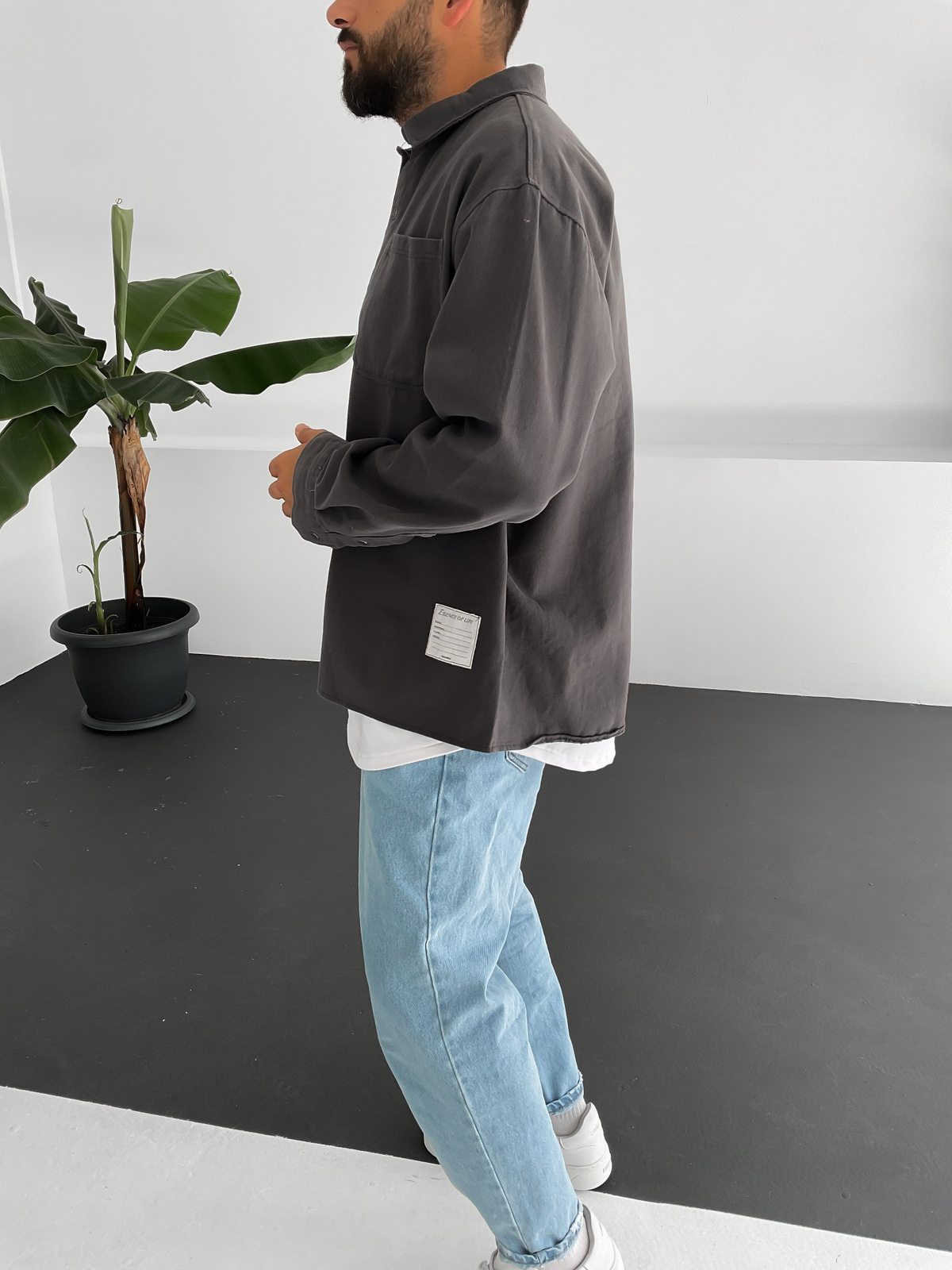 Füme Çift Cepli Gabardin Gömlek V-10014