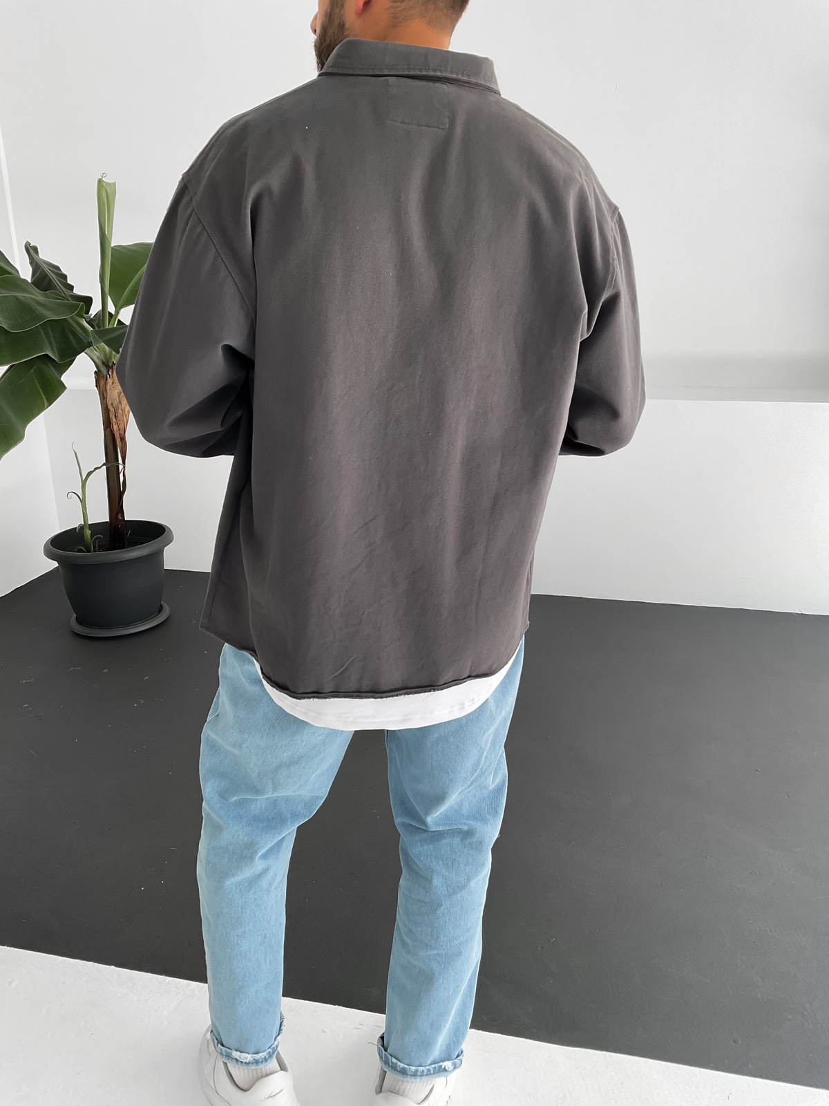 Füme Çift Cepli Gabardin Gömlek V-10014