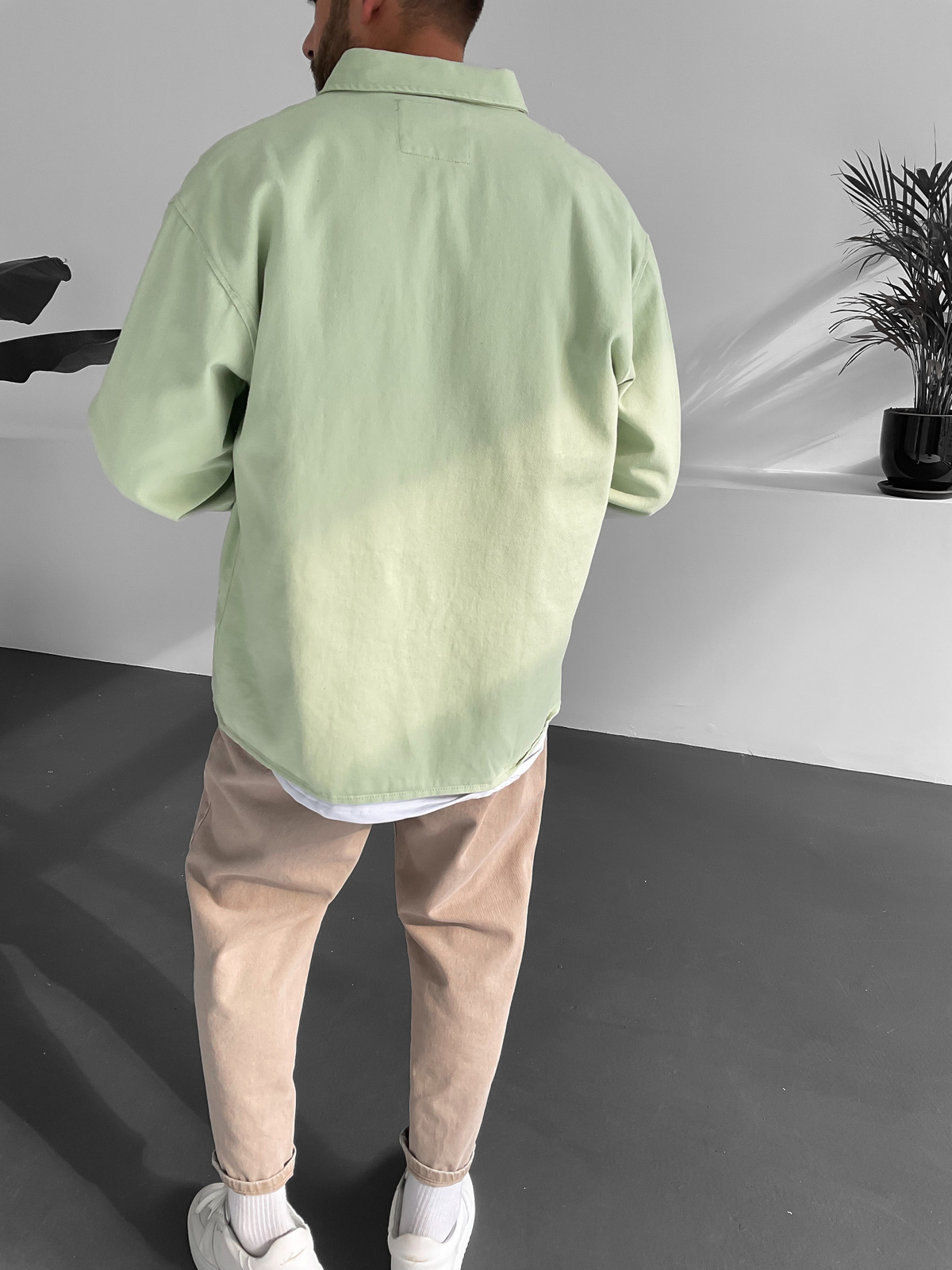 Yeşil Cepli Gabardin Gömlek V-10015