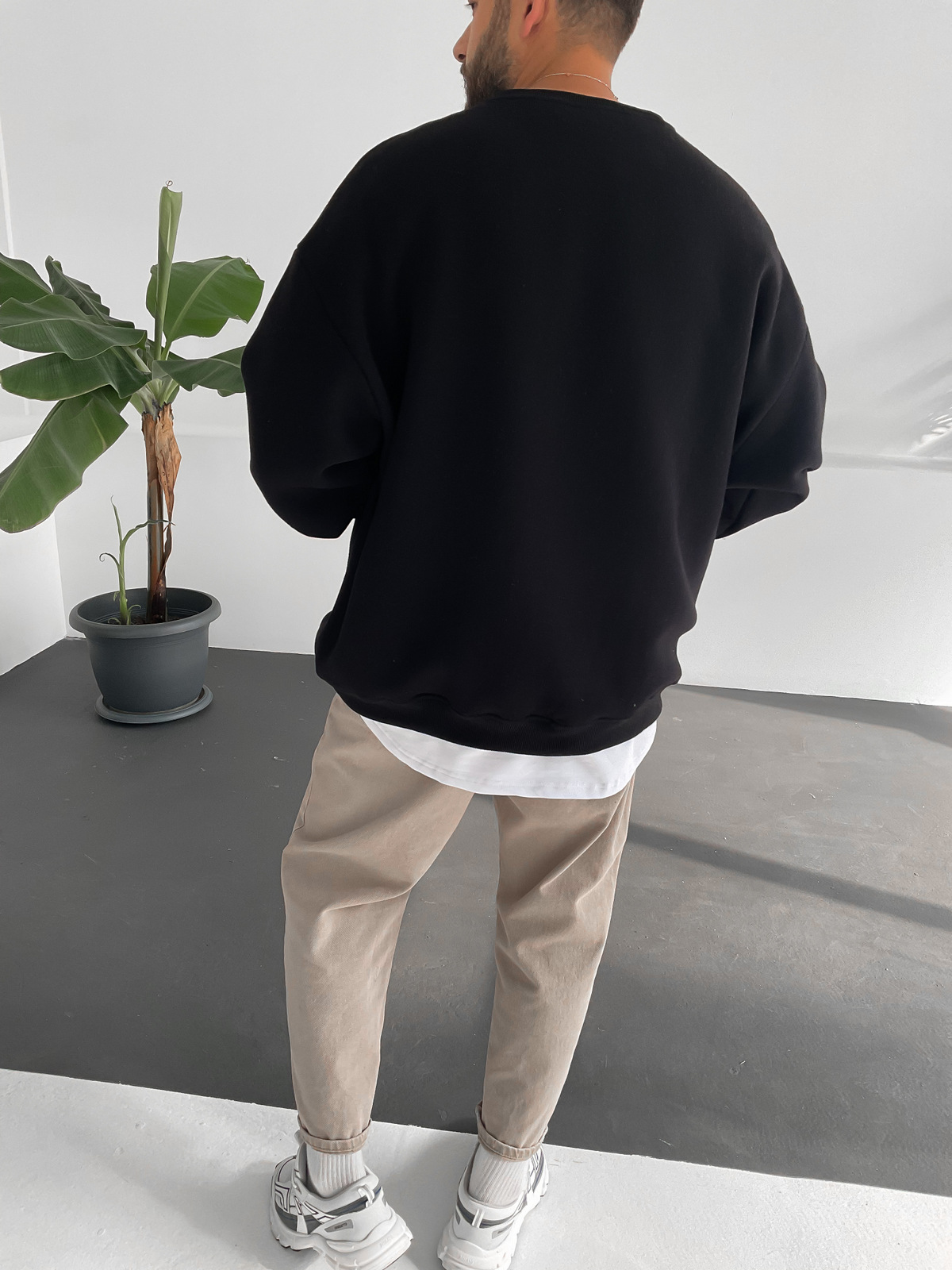 Siyah Cepli Basic Sweat V-10097