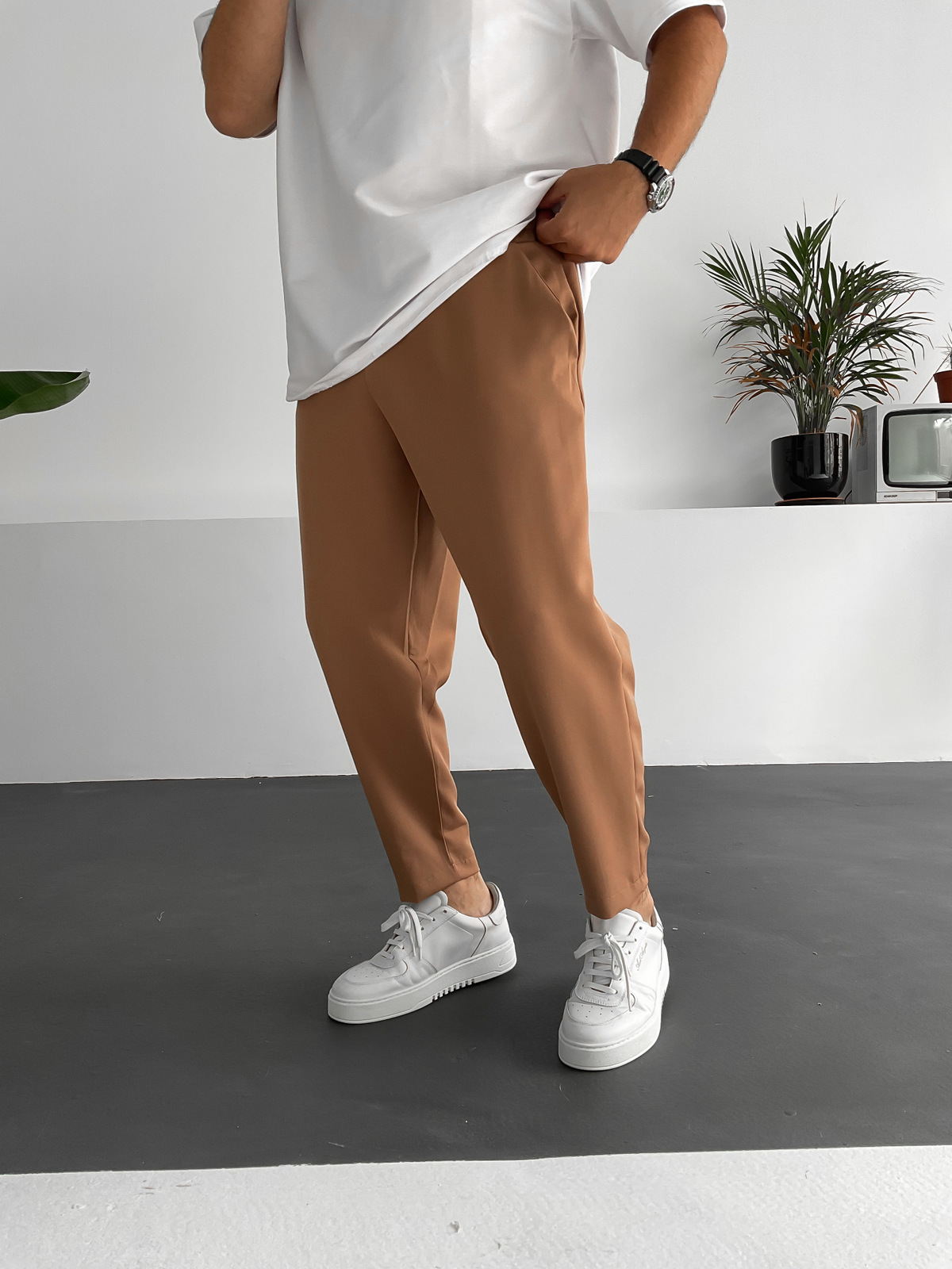 Kahve Bol Kesim Basic Pantolon BY-319