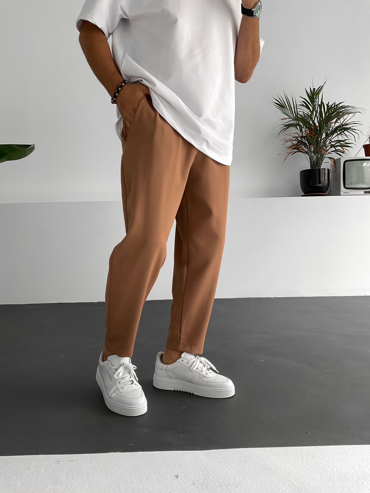 Kahve Bol Kesim Basic Pantolon BY-319