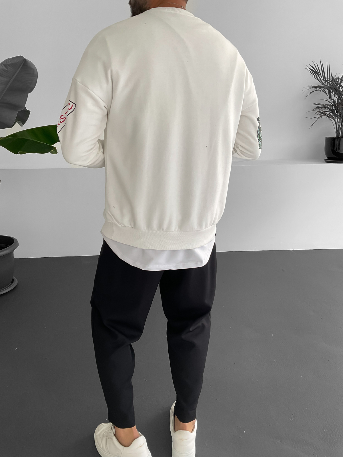 Beyaz Interesting Yazılı Sweat B1-4021
