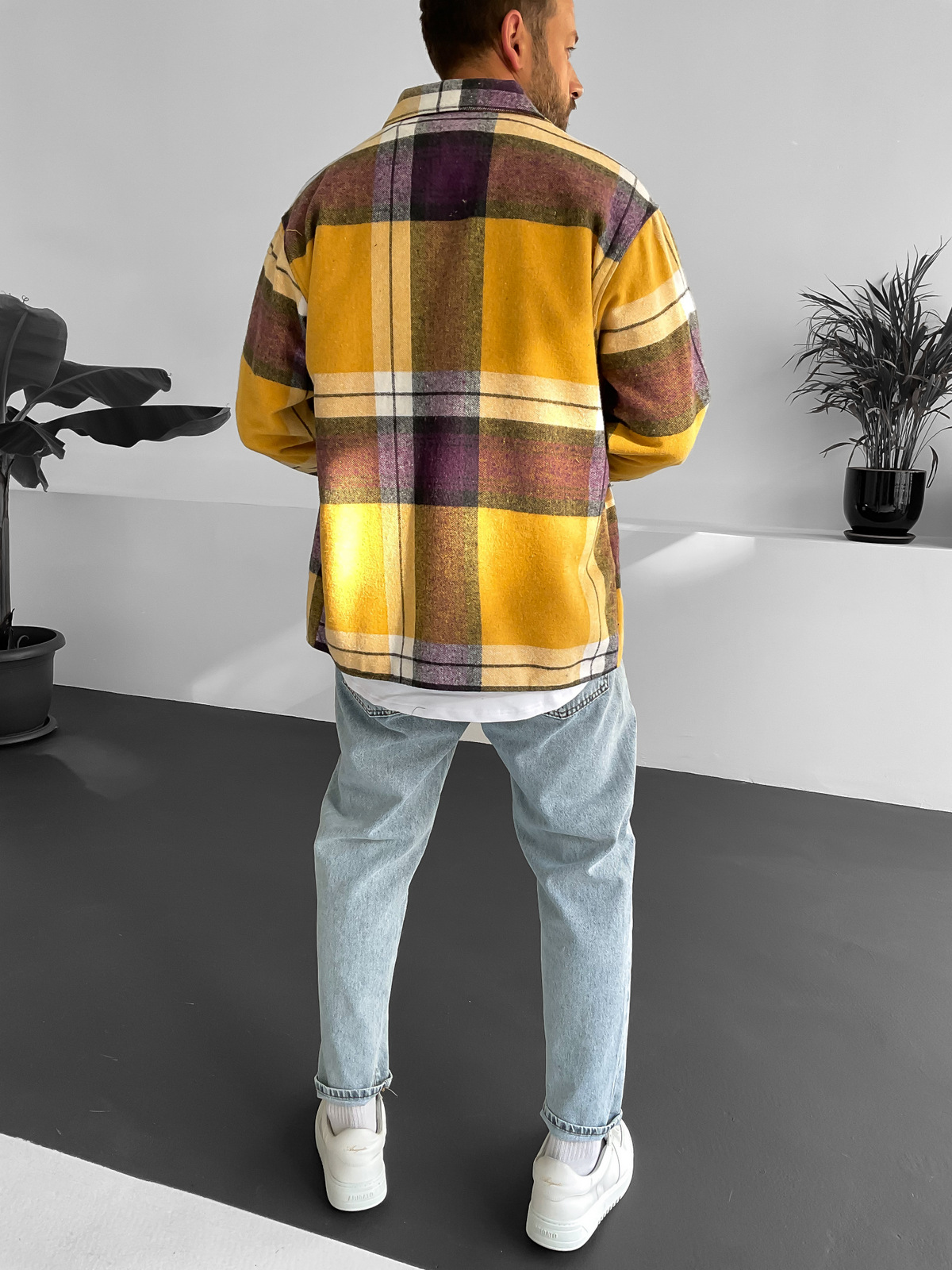 Sarı Renkli Kaşe Gömlek V-10324