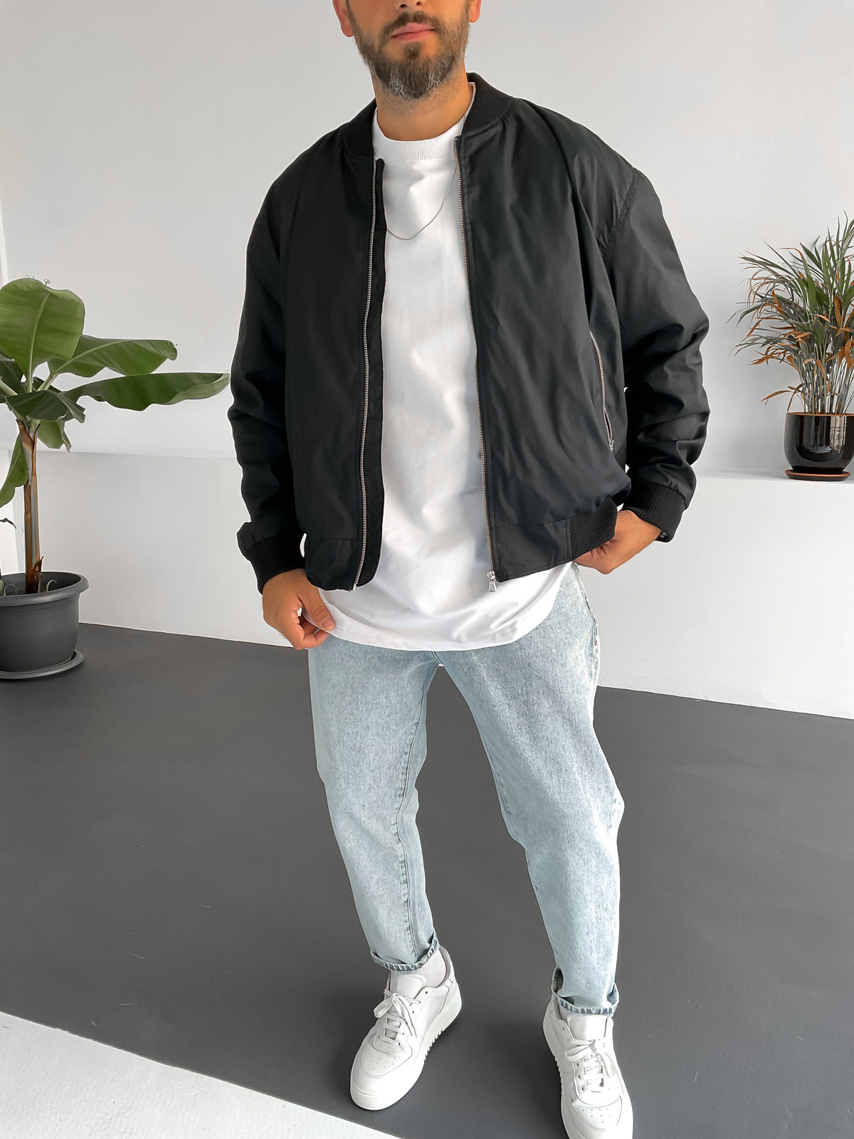 Siyah Mevsimlik Bomber Ceket GJ-15360