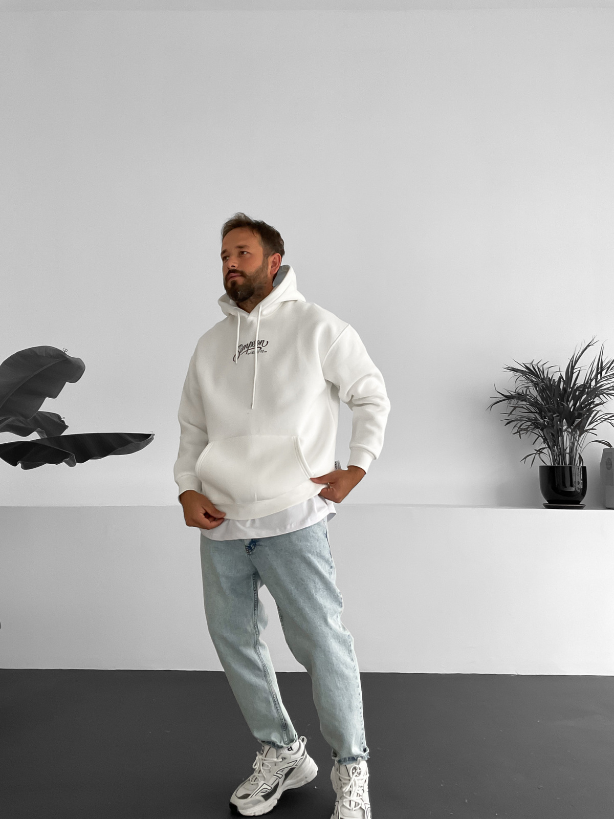 Beyaz Simpson Baskılı Kapüşonlu Sweat JJ-302
