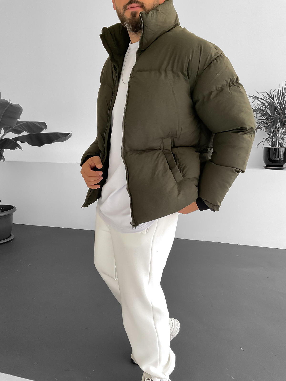 Haki Basic Şişme Mont V-21-651