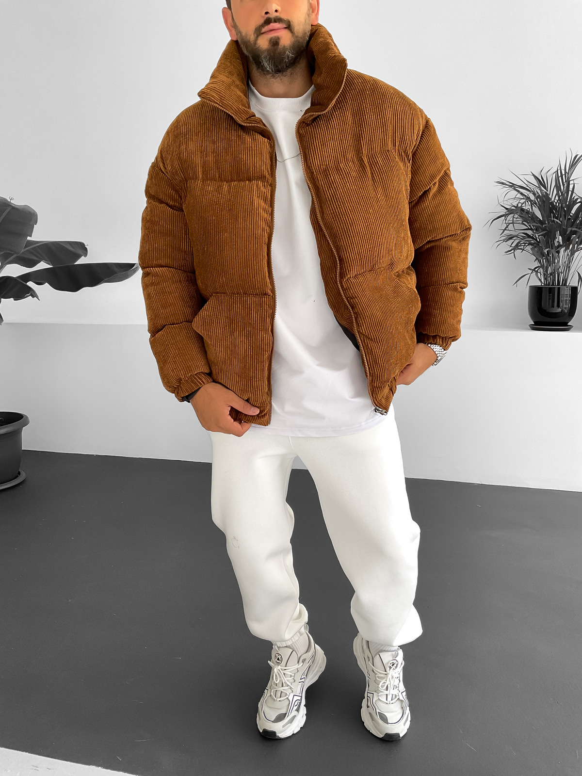 Taba Kadife Şişme Mont V-21-620